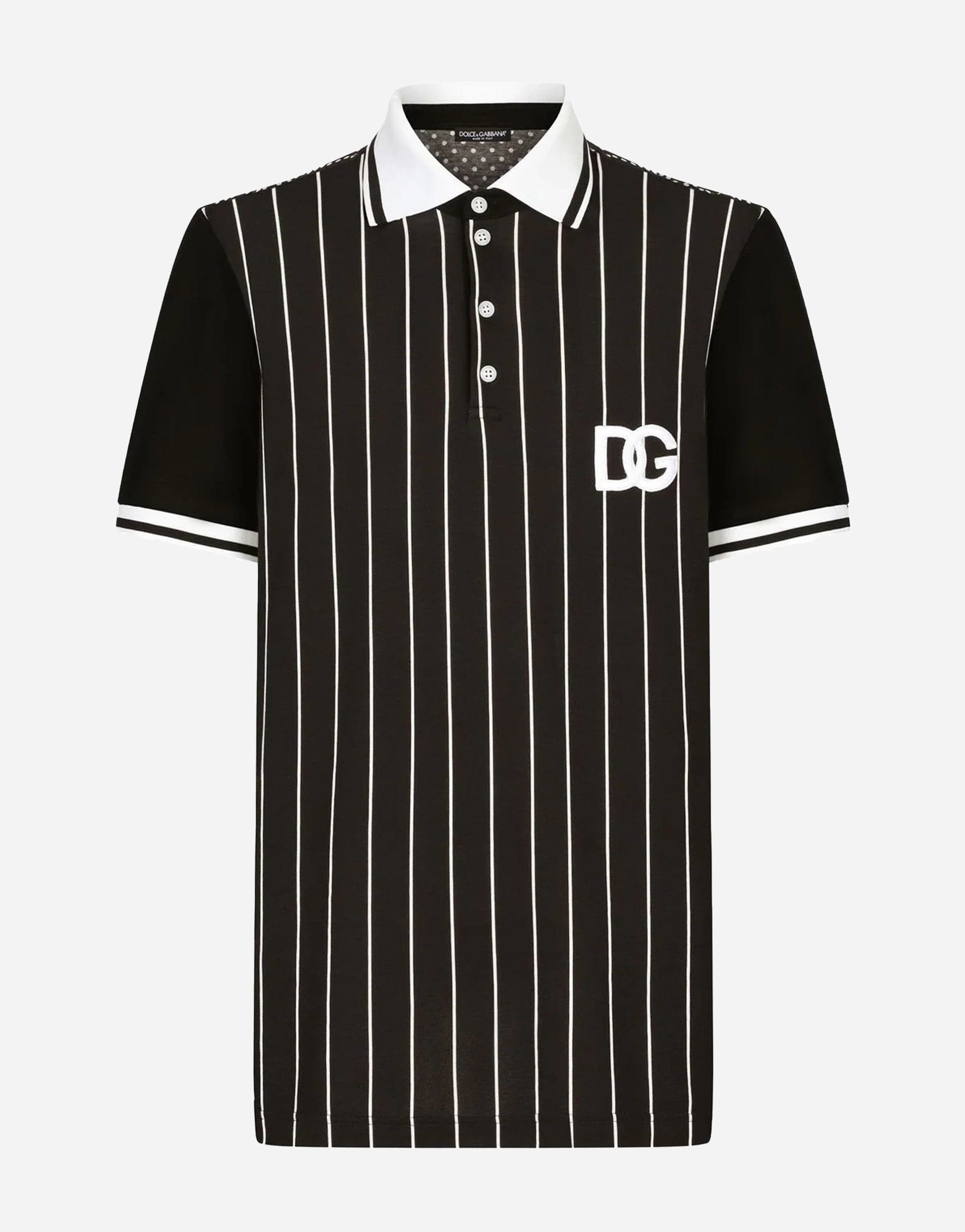 Polo-shirt piqué en coton imprimé avec patch DG