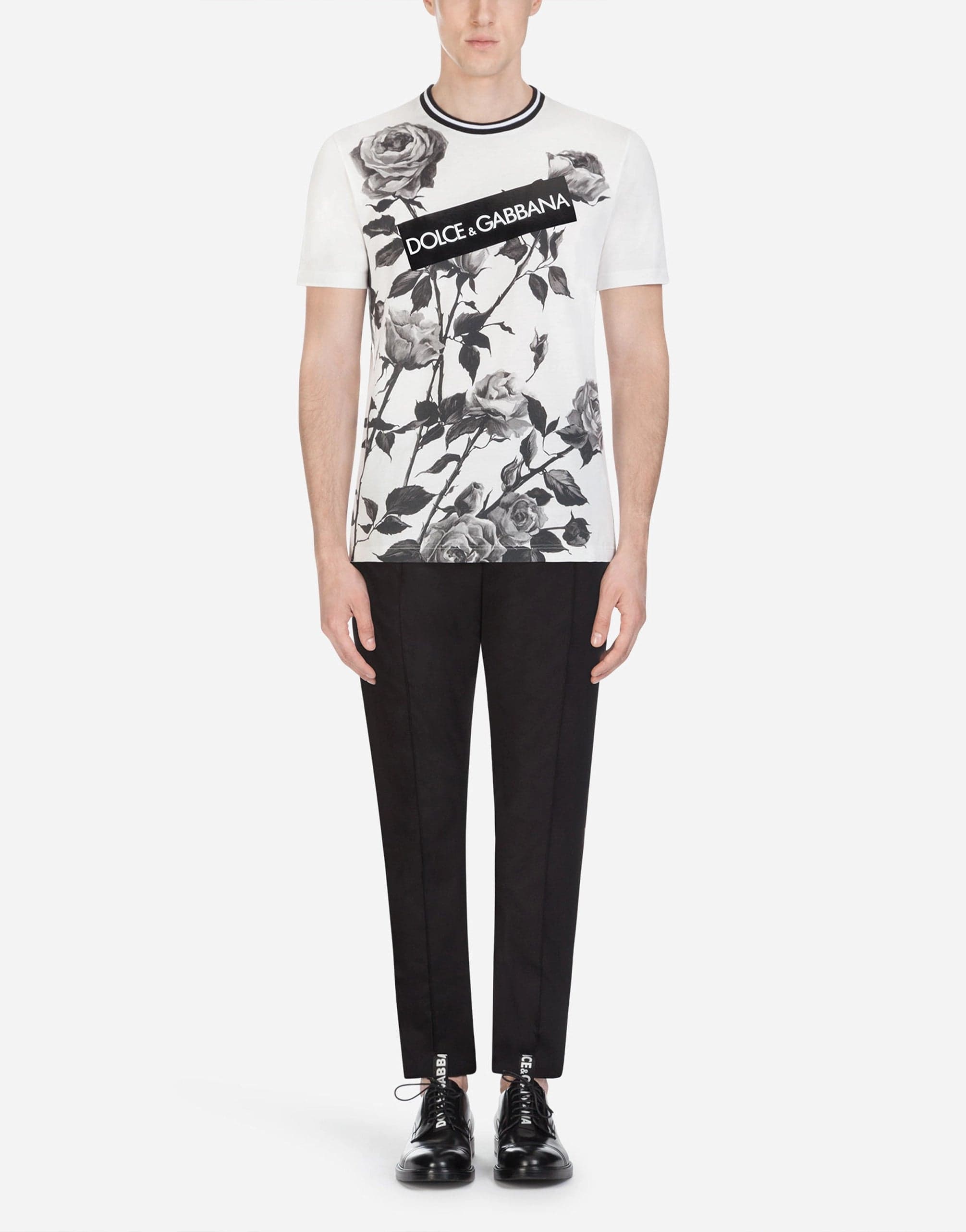 Dolce & Gabbana Printed Cotton T-Shirt With Patch