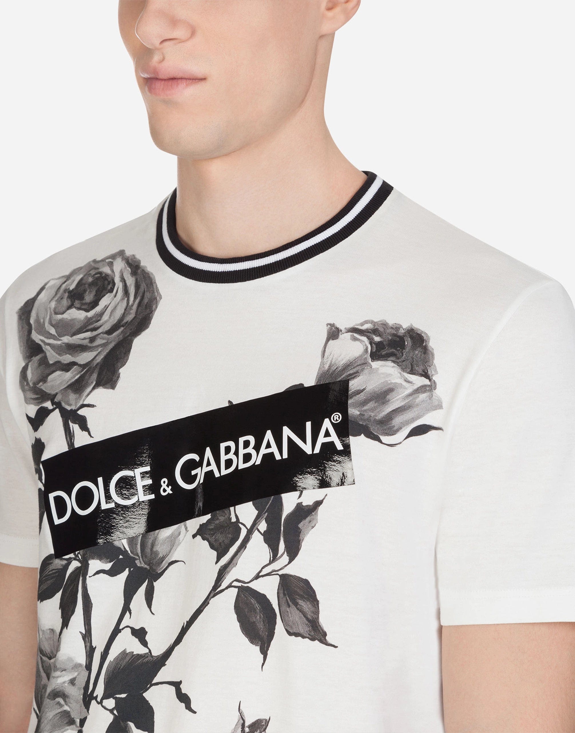 Dolce & Gabbana Printed Cotton T-Shirt With Patch