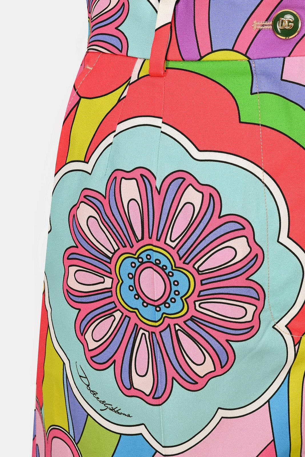 Dolce & Gabbana Psychedelic Floral & Heart Print Poplin Shorts