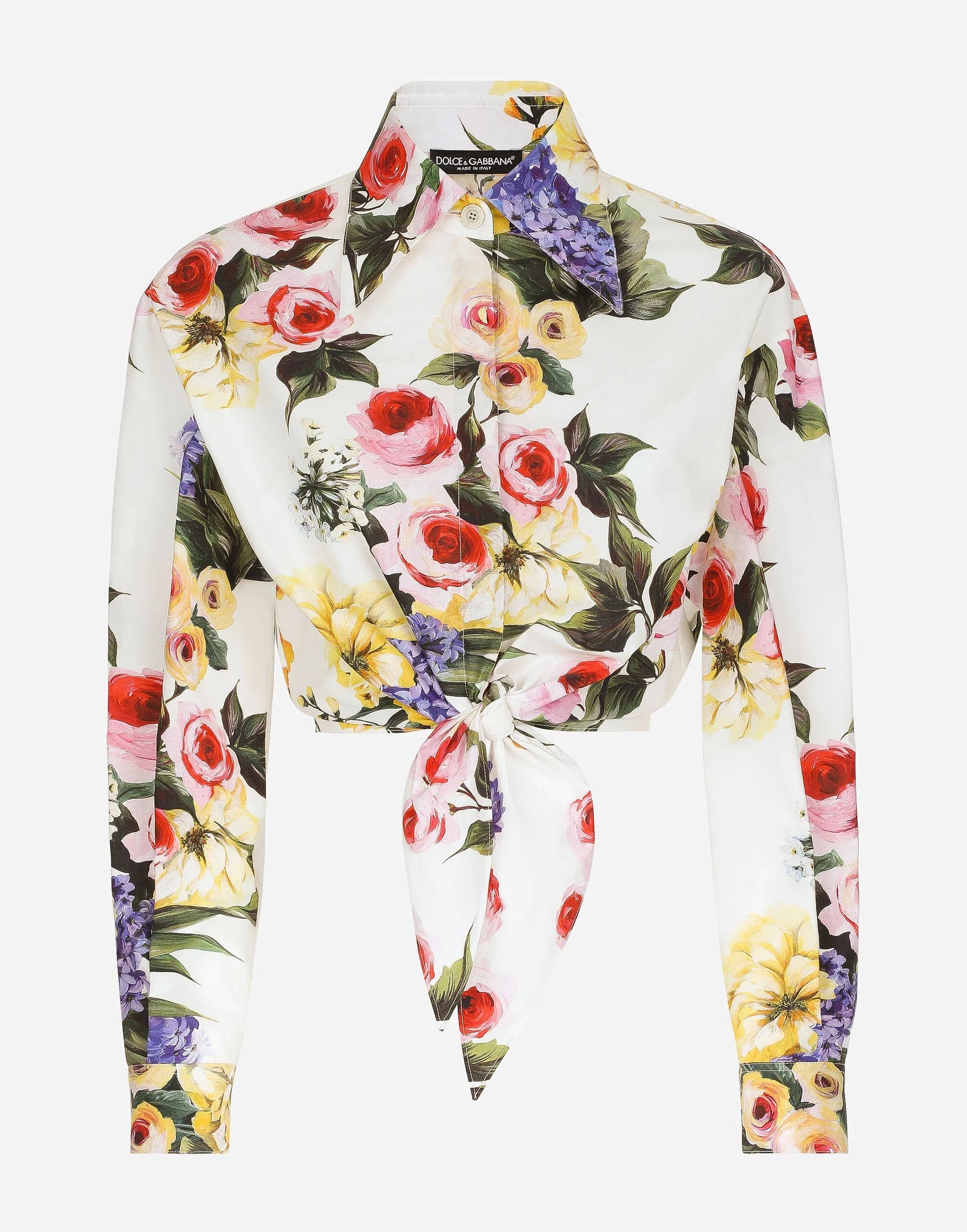 Dolce & Gabbana Pussy-Bow Shirt With Garden Print