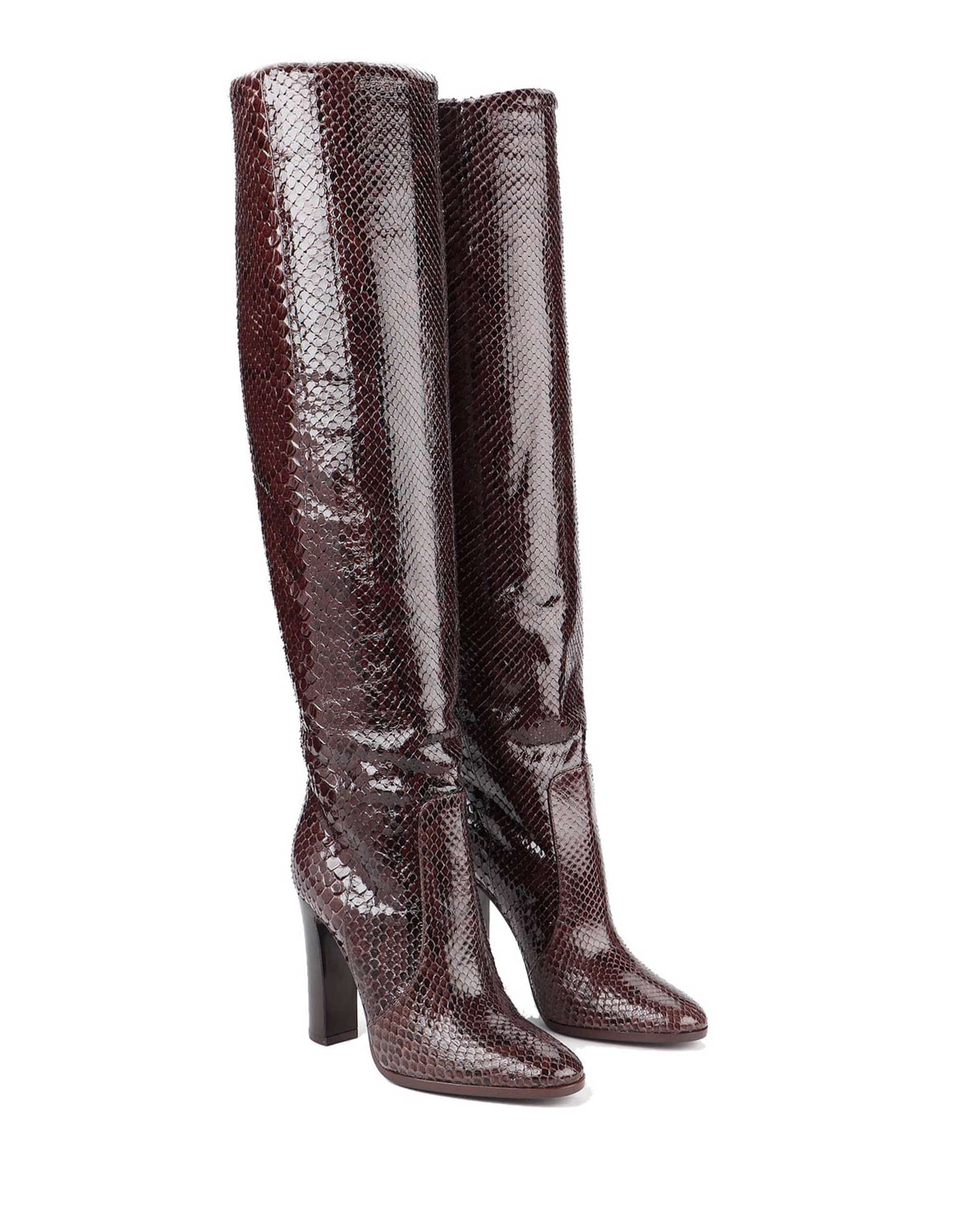 Dolce & Gabbana Python Knee High Boots