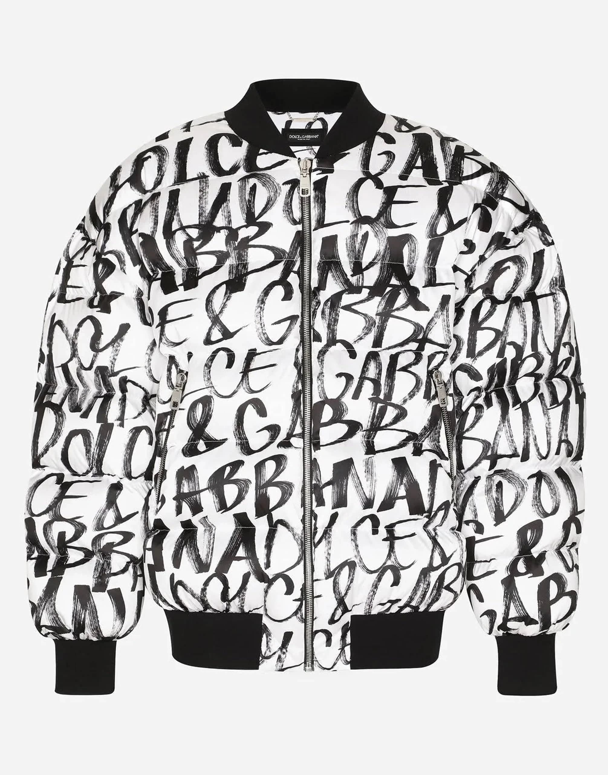 Dolce & Gabbana Quilted All-Over Logo Print Jacket
