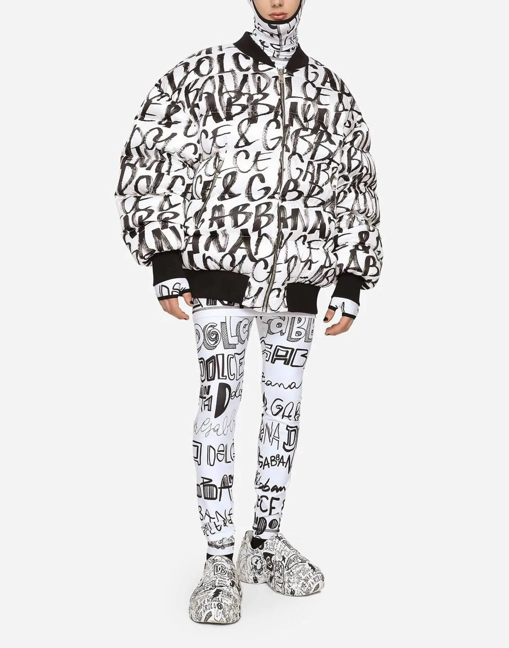 Dolce & Gabbana Quilted All-Over Logo Print Jacket