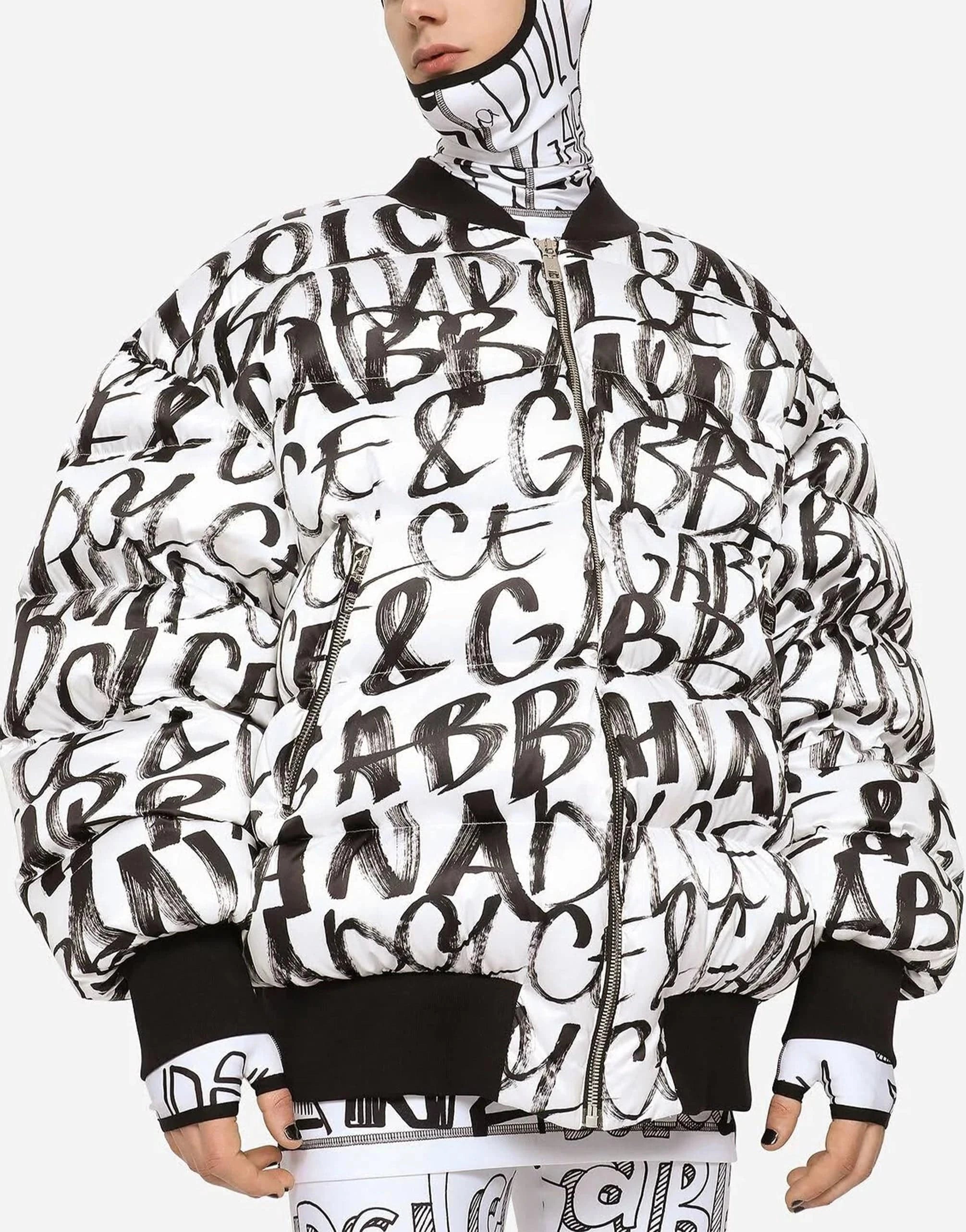 Dolce & Gabbana Quilted All-Over Logo Print Jacket