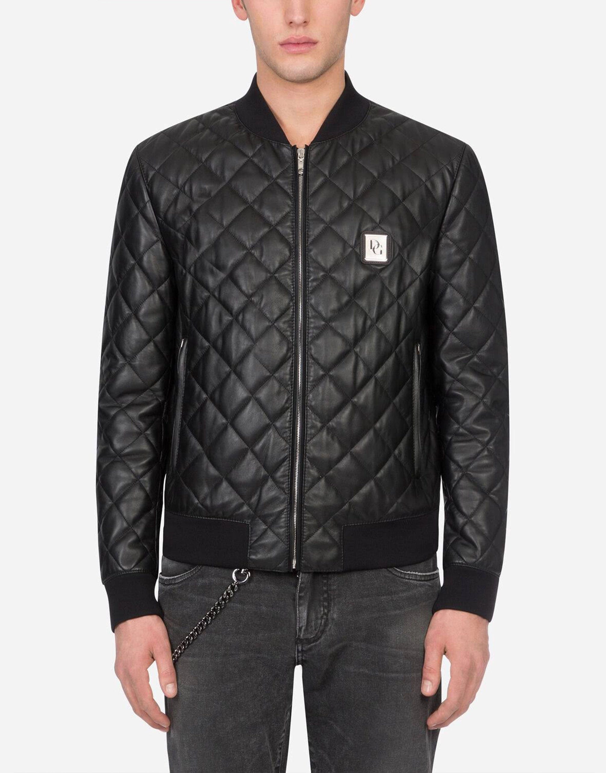 Dolce & Gabbana Quilted Leather Jacket With Branded Plate