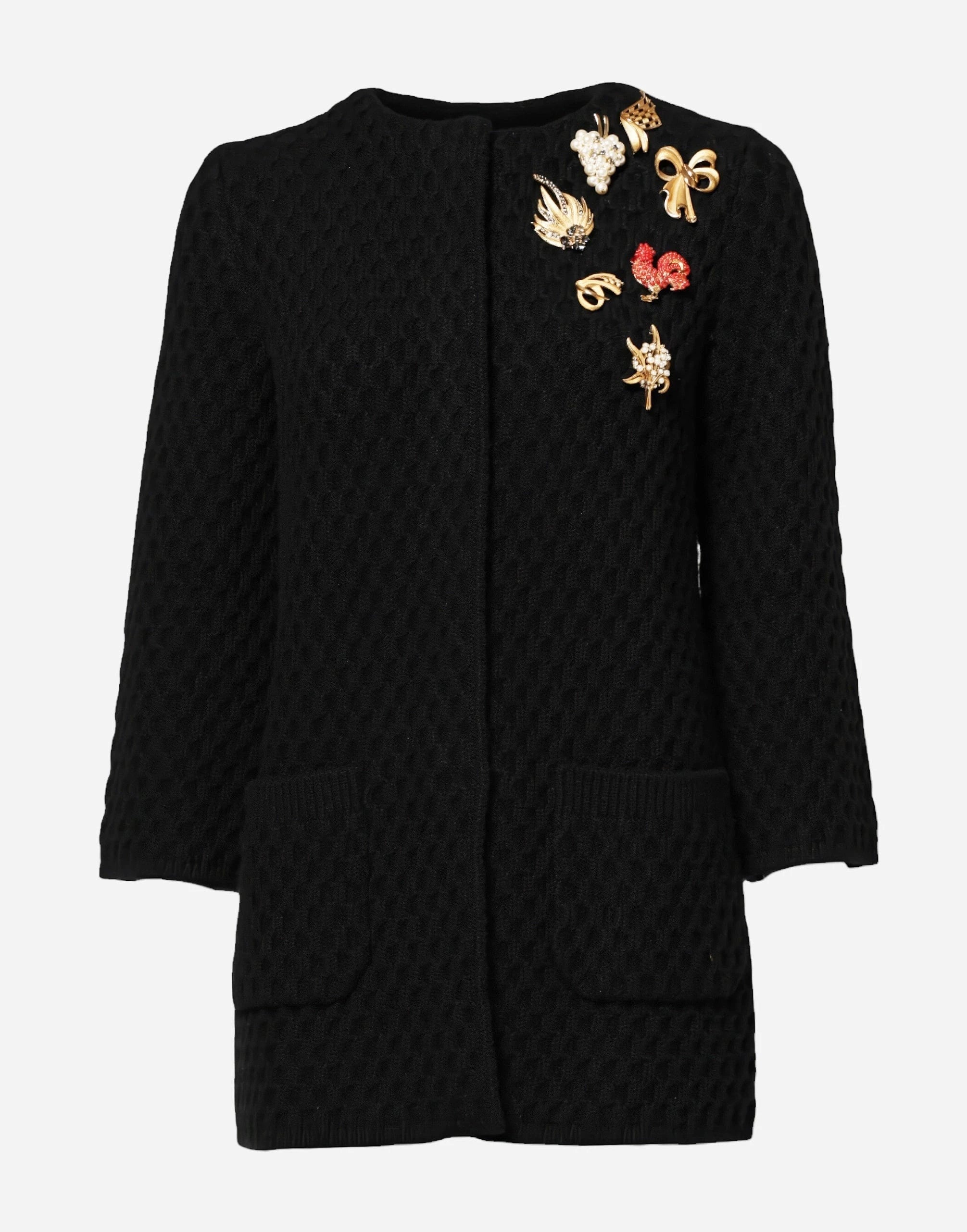 Dolce & Gabbana Quilted Pins-Embellished Cashmere Cardigan | Sendegaro UK