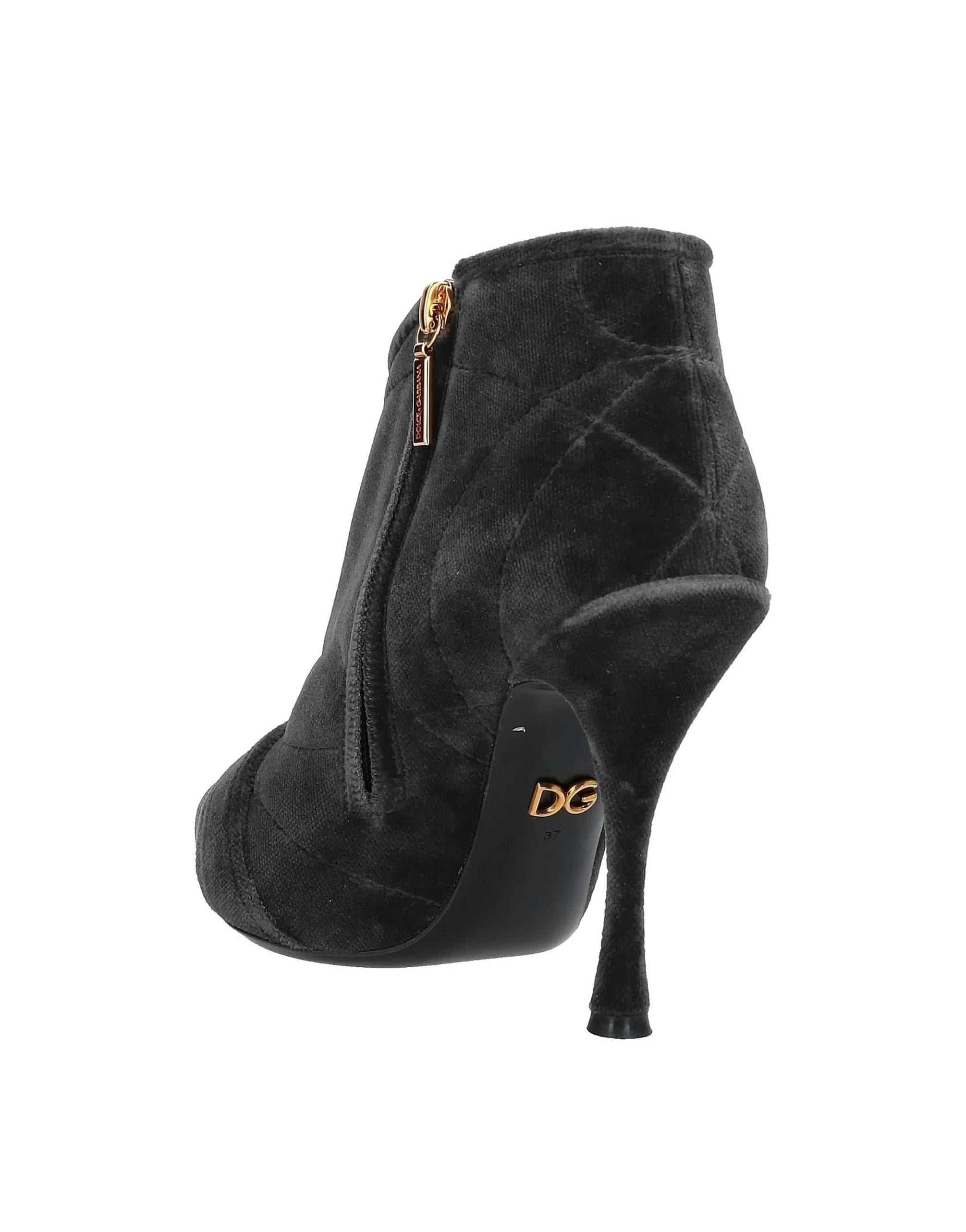 Dolce & Gabbana Quilted Velvet Half Boots