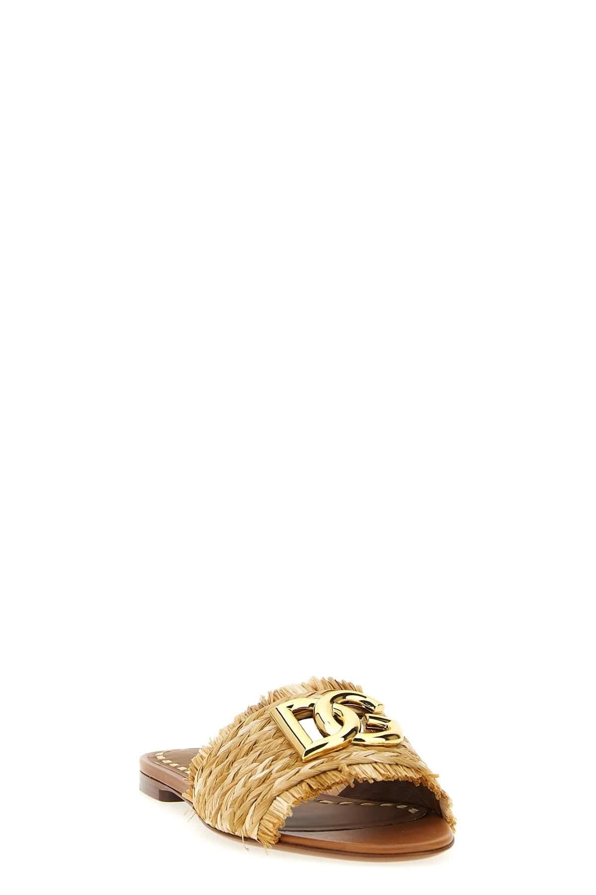 Dolce & Gabbana Dolce & Gabbana Raffia Braid Slides