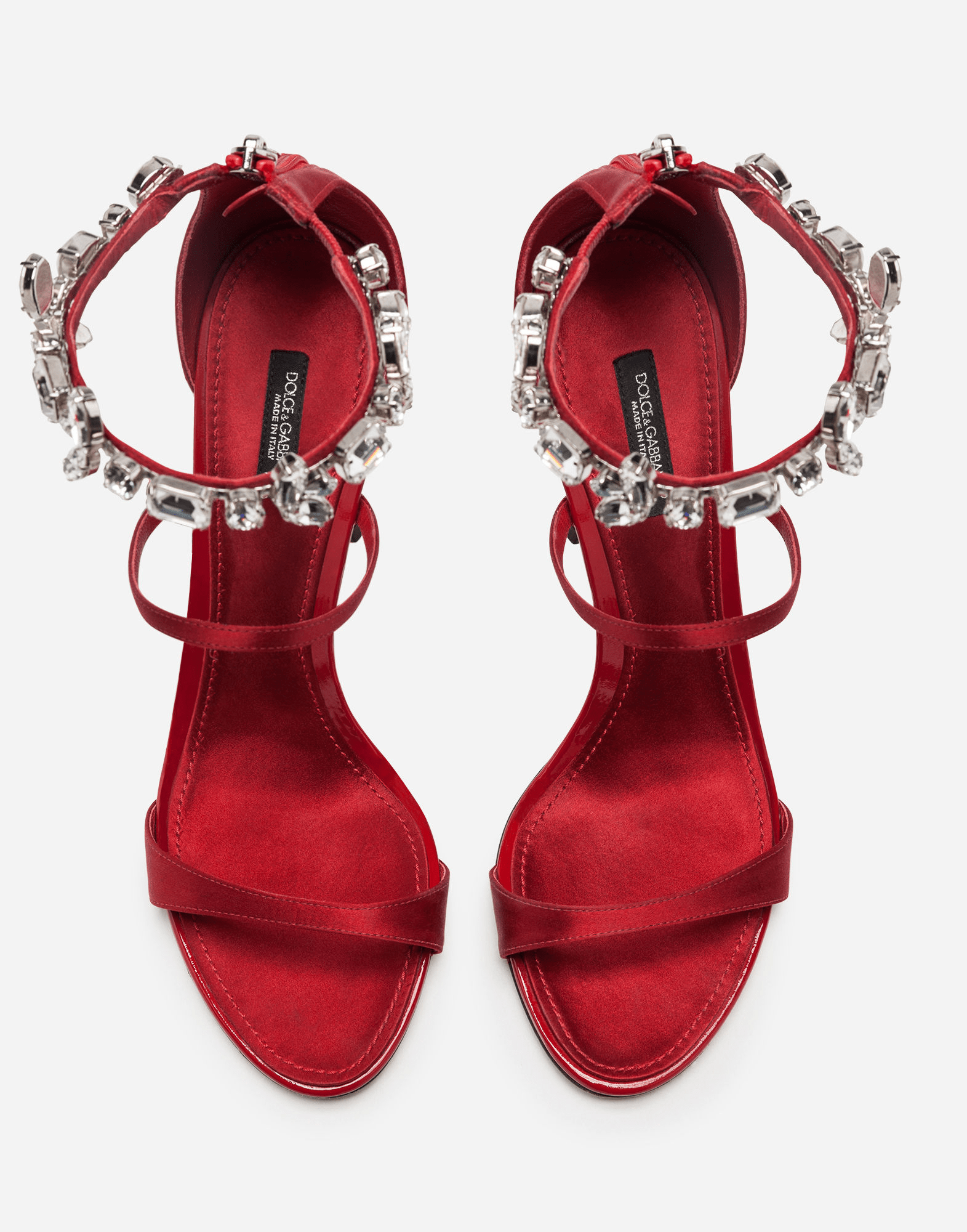 Dolce & Gabbana Red 105 Crystal Embellished Sandals