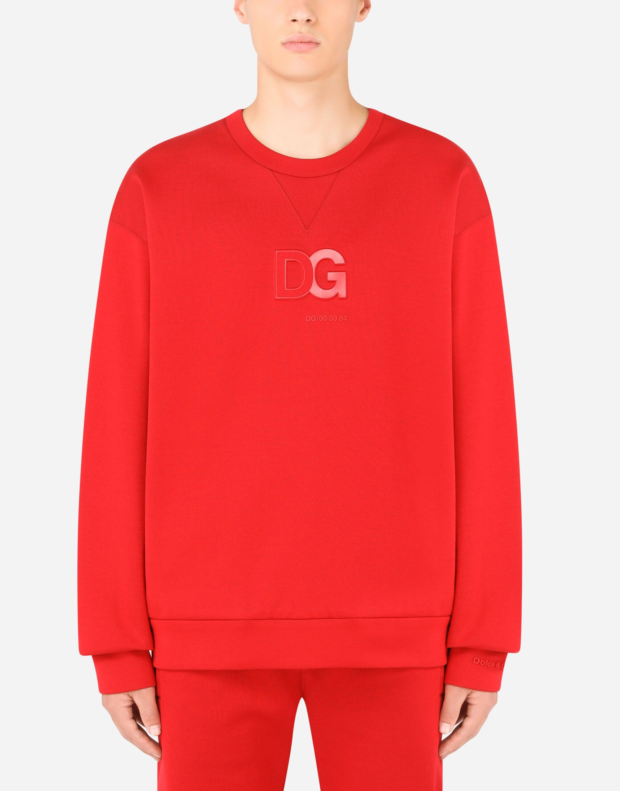 Dolce & Gabbana Red 3D DG Logo Jersey Sweatshirt