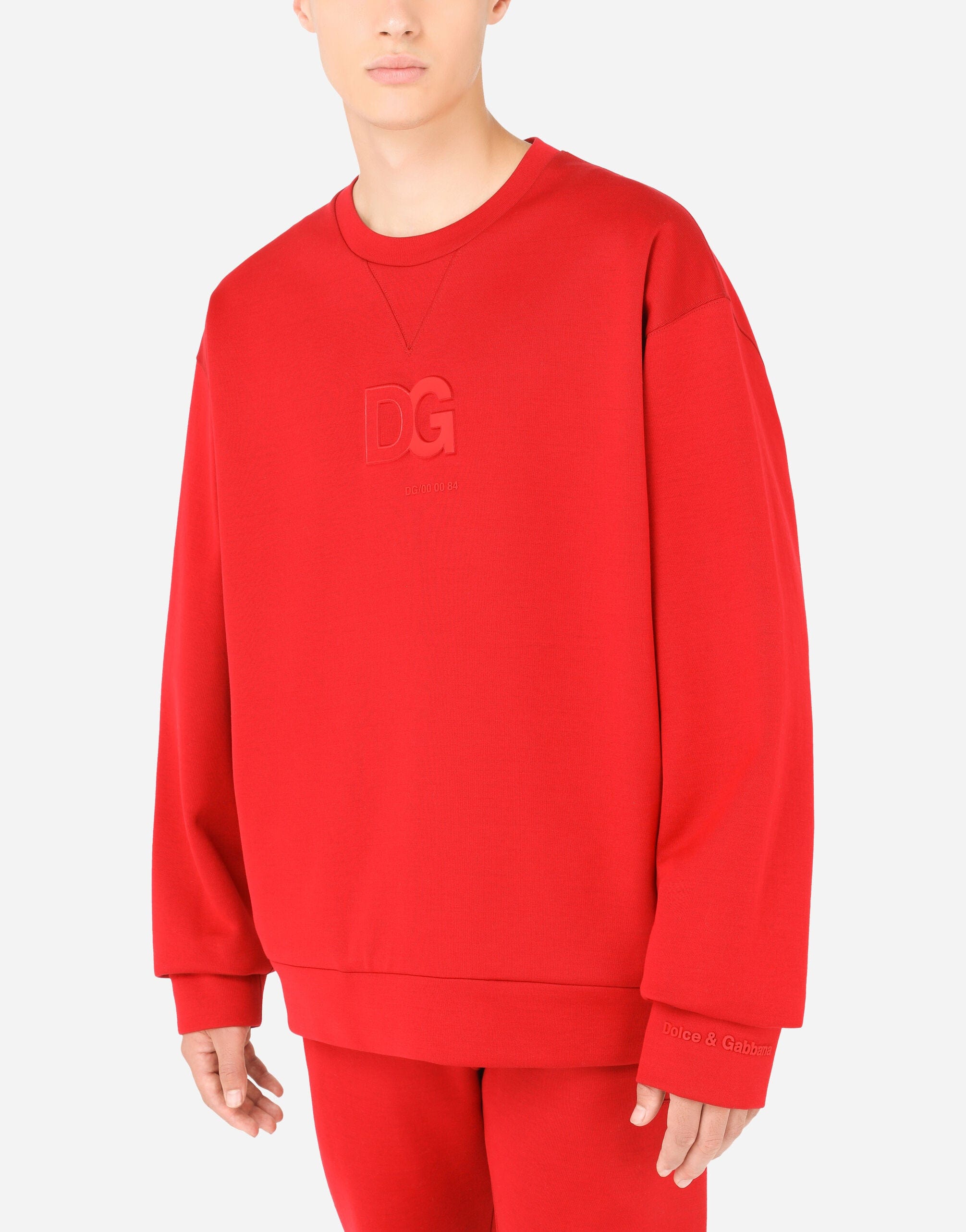 Dolce & Gabbana Red 3D DG Logo Jersey Sweatshirt