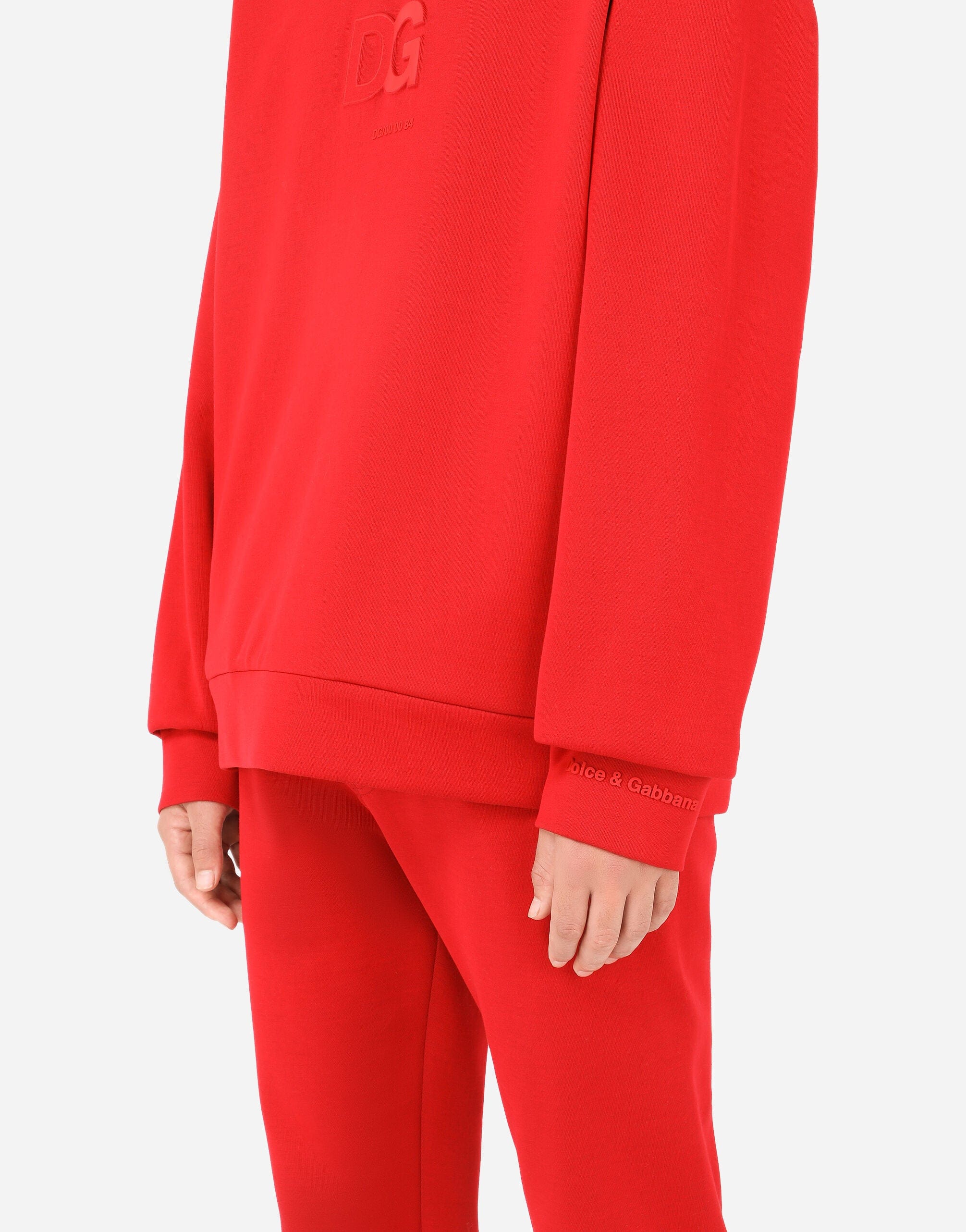 Dolce & Gabbana Moletom Jersey Vermelho com Logo DG 3D | Sendegaro BR