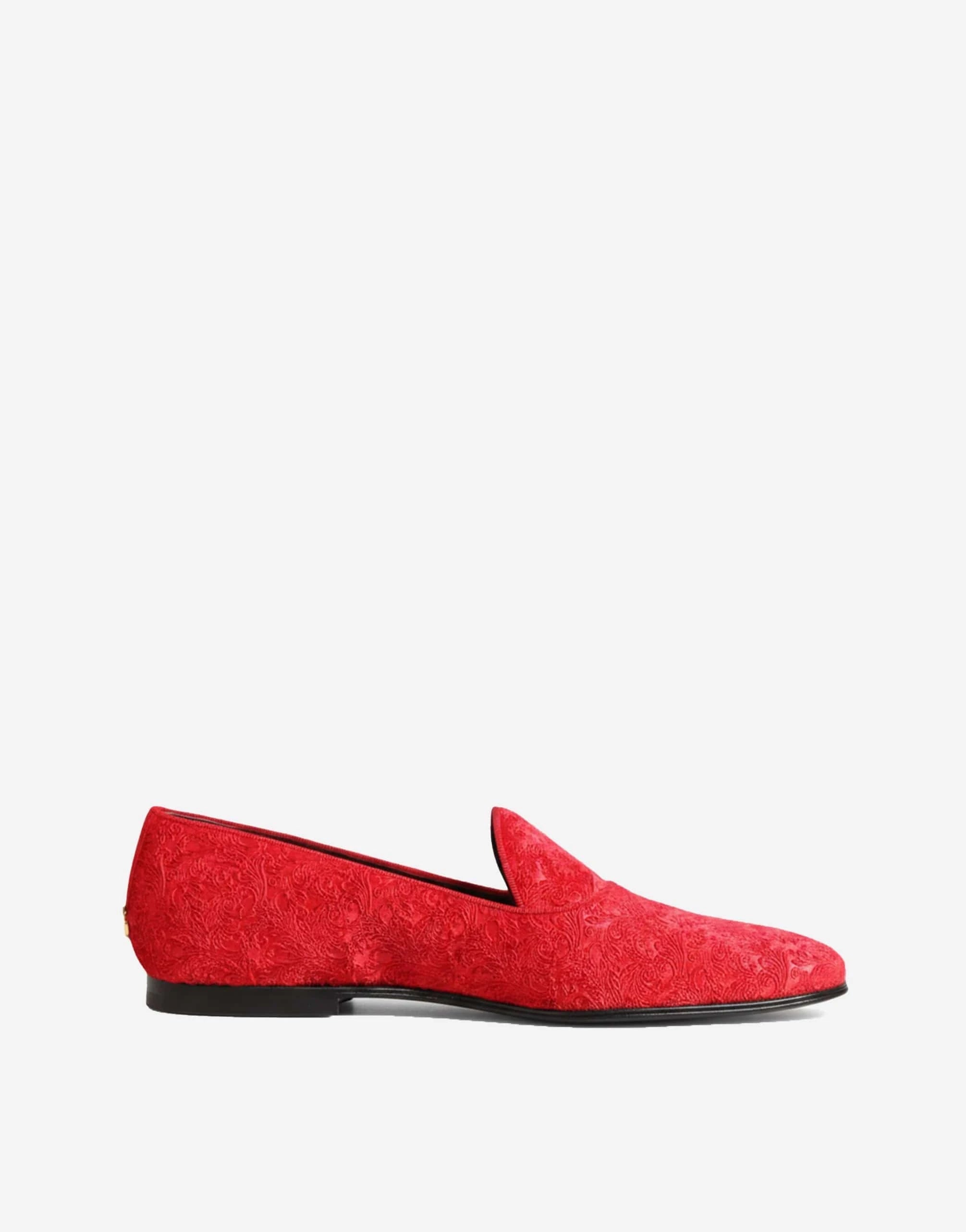 Dolce & Gabbana Red Baroque Velvet Loafers