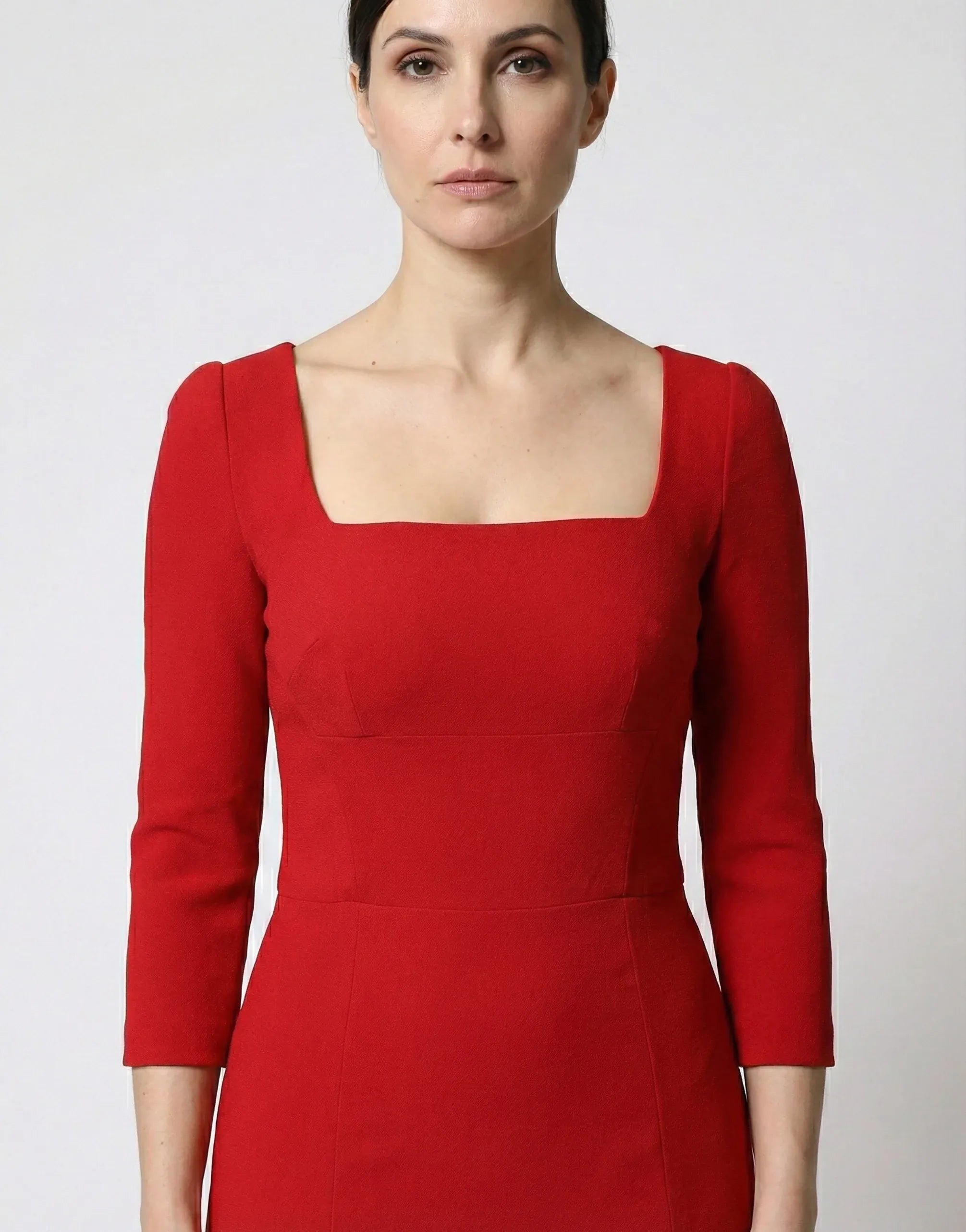 Dolce & Gabbana Red Crepe Square-Neck Mermaid Gown