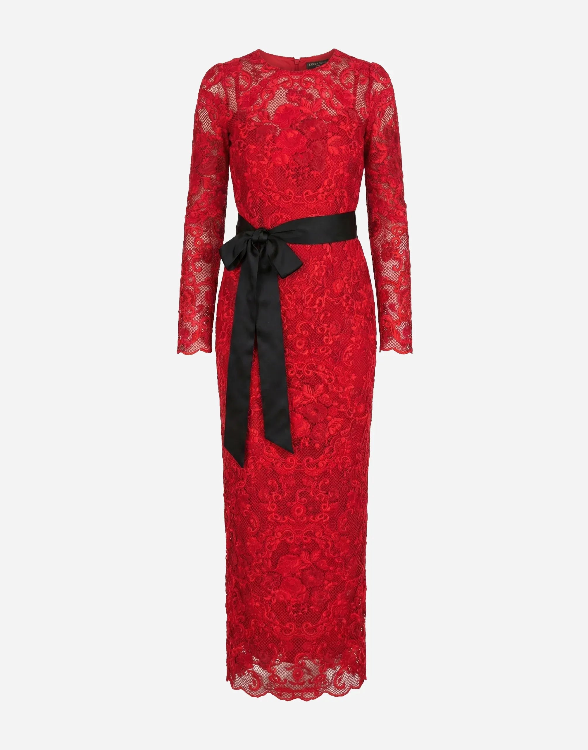 Dolce & Gabbana Red Lace Maxi Dress