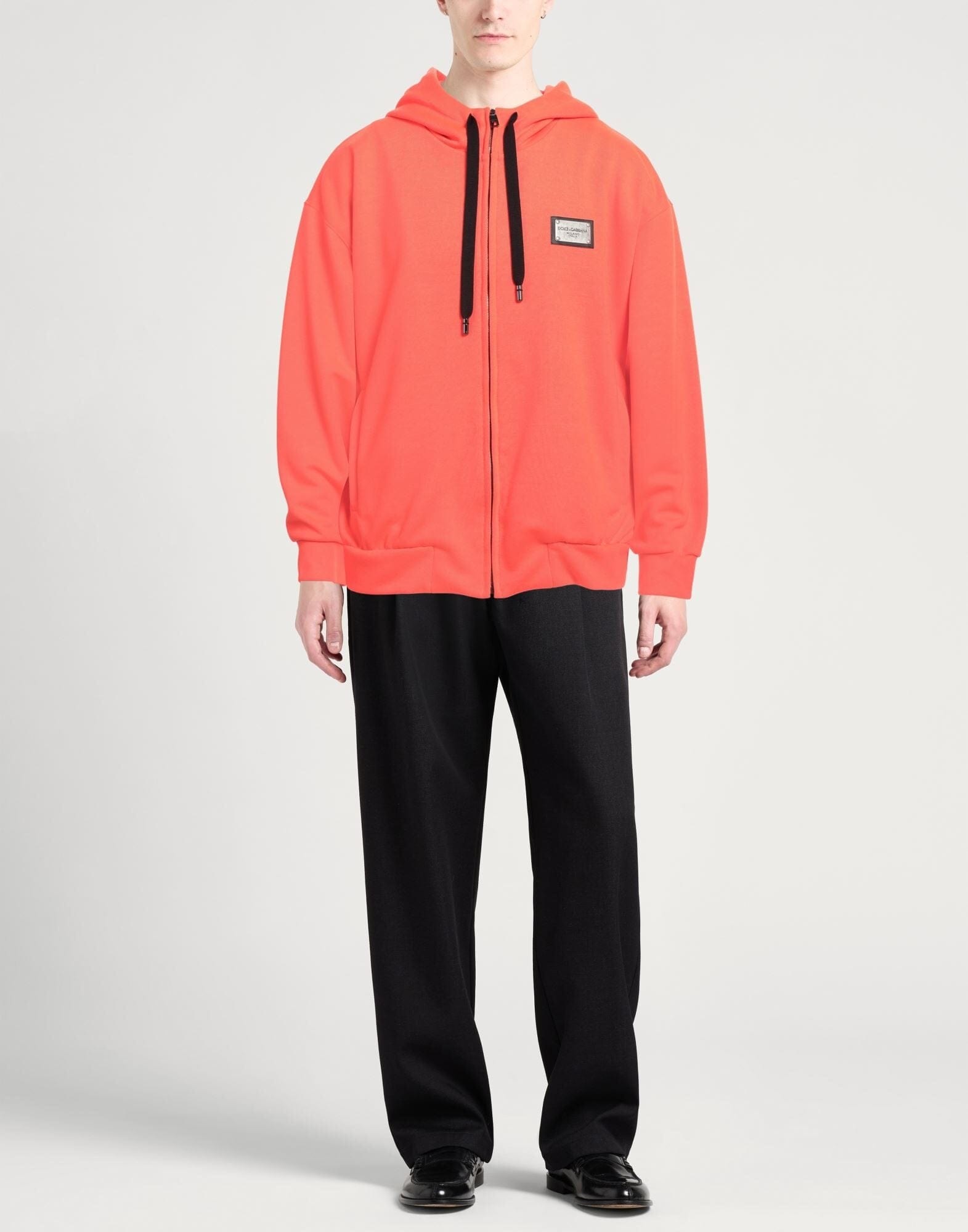 Dolce & Gabbana Red Logo-Plaque Hoodie