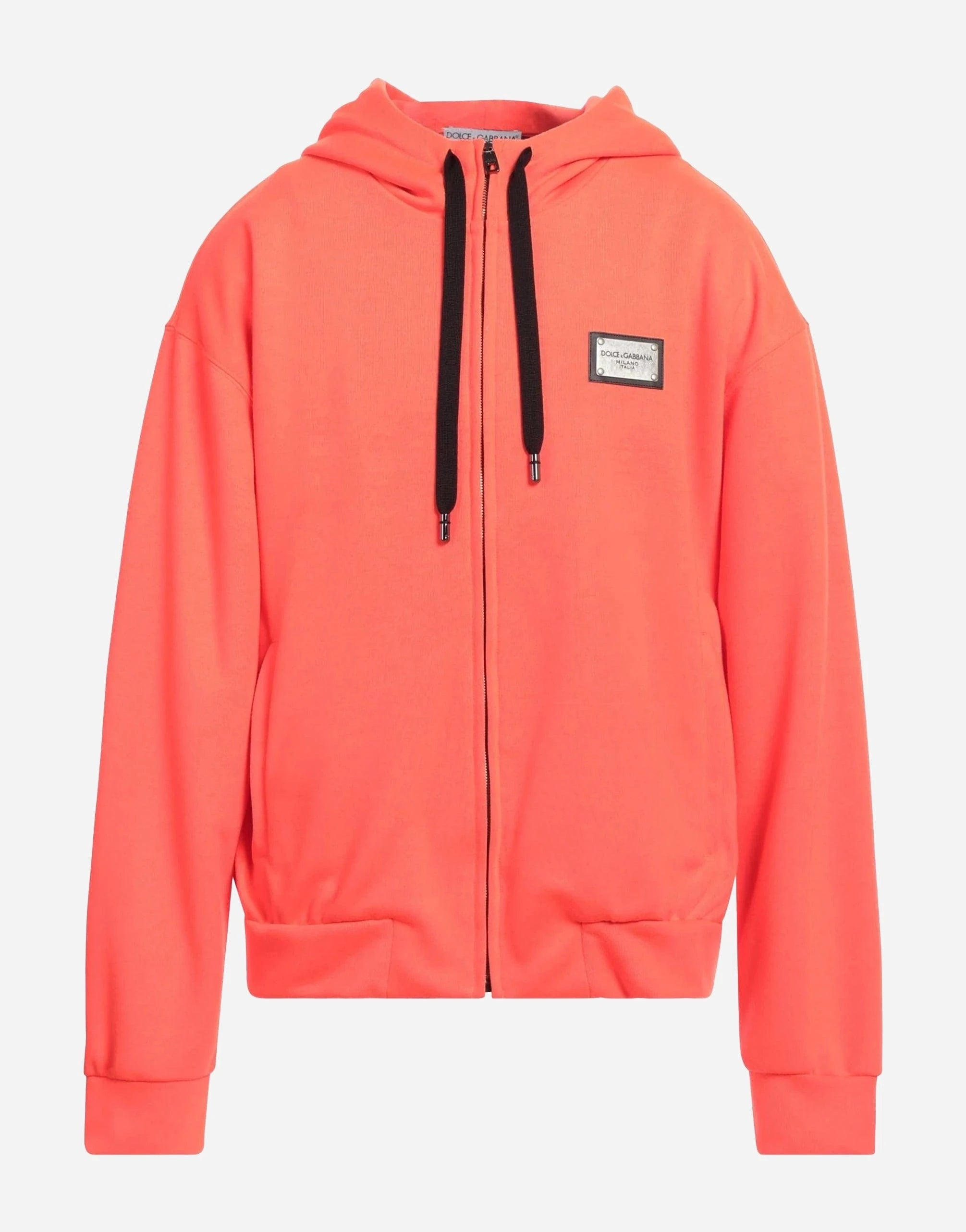 Dolce & Gabbana Red Logo-Plaque Hoodie