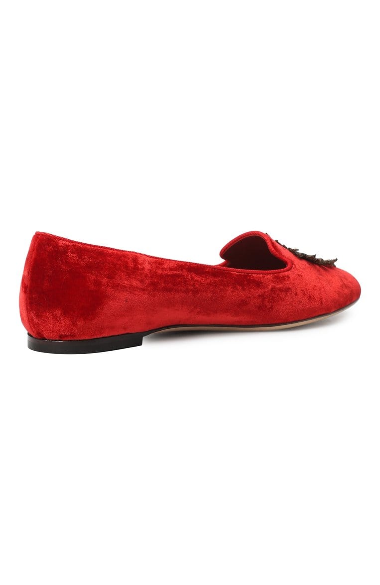 Dolce & Gabbana Sacred Heart Embroidered Velvet Loafers
