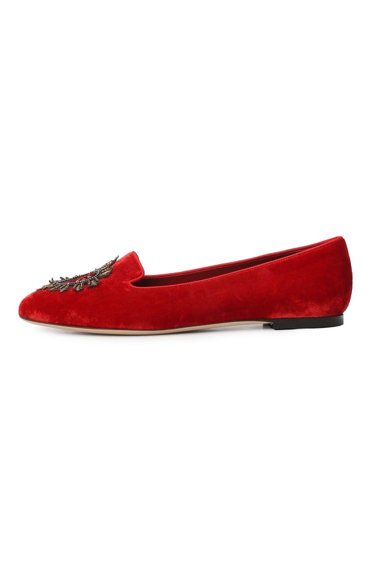 Dolce & Gabbana Sacred Heart Embroidered Velvet Loafers
