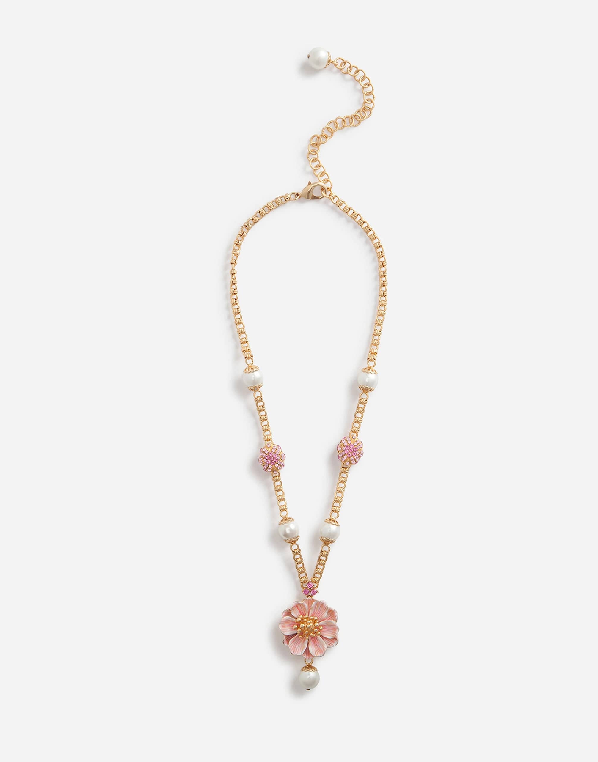 Dolce & Gabbana Resin Pearls & Flower Pendant Necklace