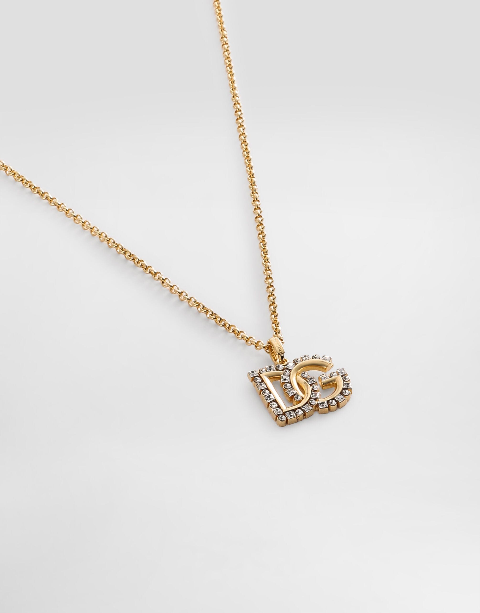 Dolce & Gabbana Rhinestone-Detailed DG Logo Necklace