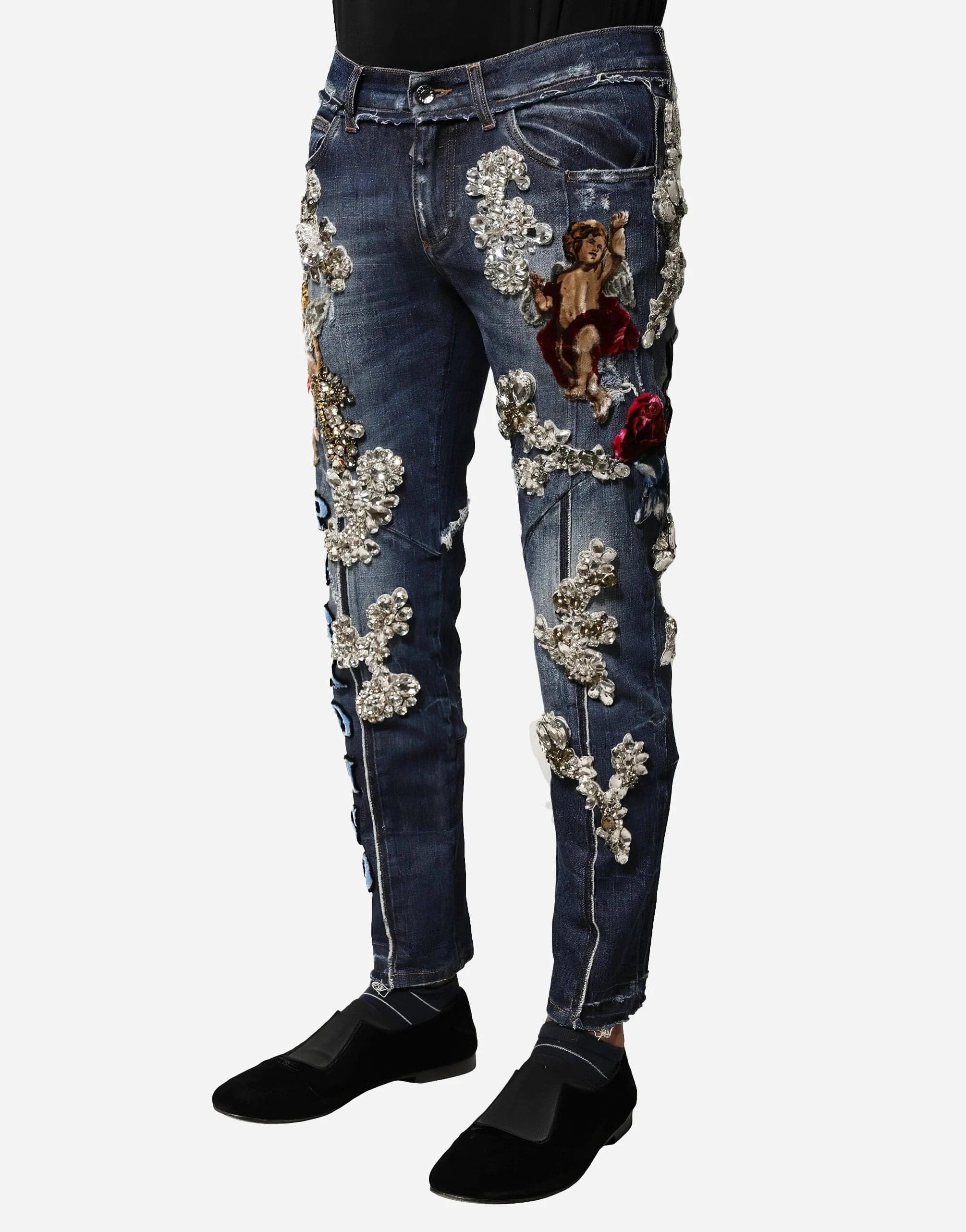 Dolce Gabbana Rhinestone-Embellished Runway Jeans Sendegaro SG