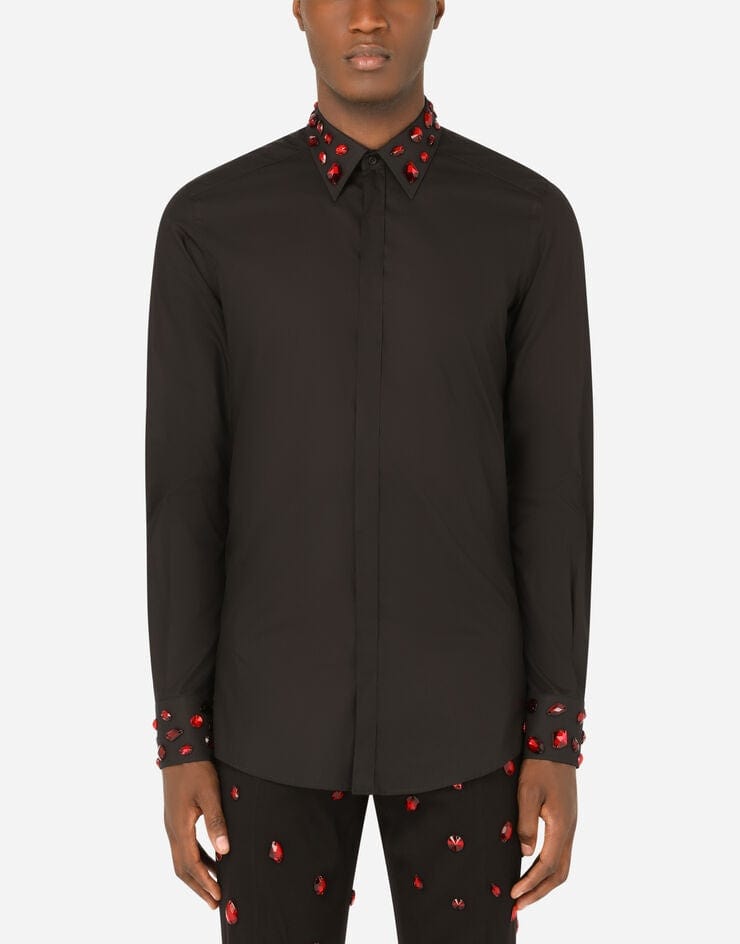 Dolce & Gabbana Rhinestone Embellishmed Gold-Fit Shirt