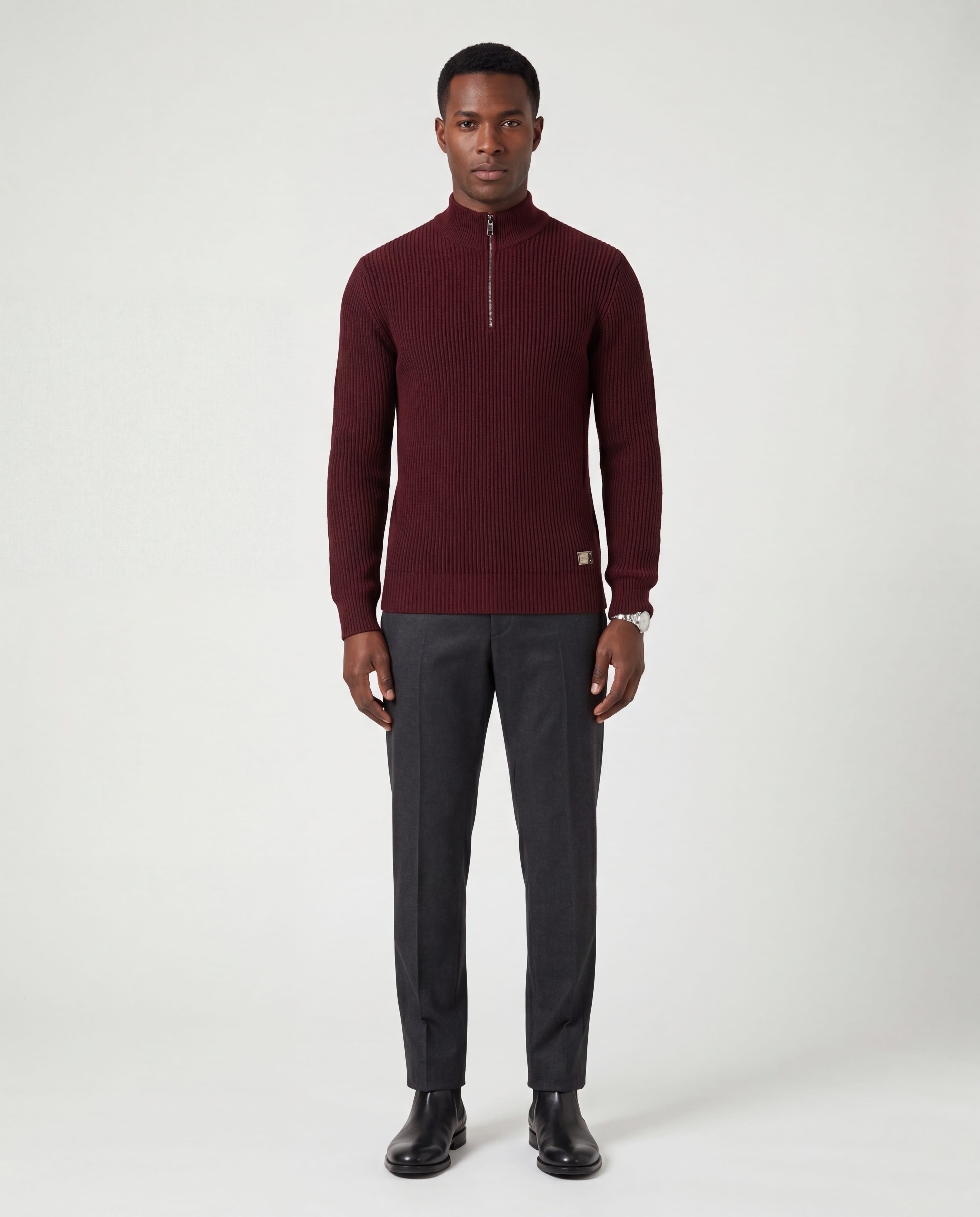 Dolce & Gabbana Ribbed Zip Neck Wool Sweater - alternate view