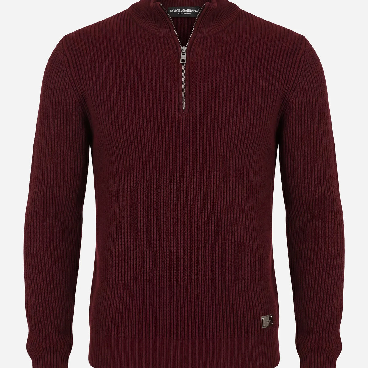 Dolce & Gabbana Ribbed Zip Neck Wool Sweater | Sendegaro SA