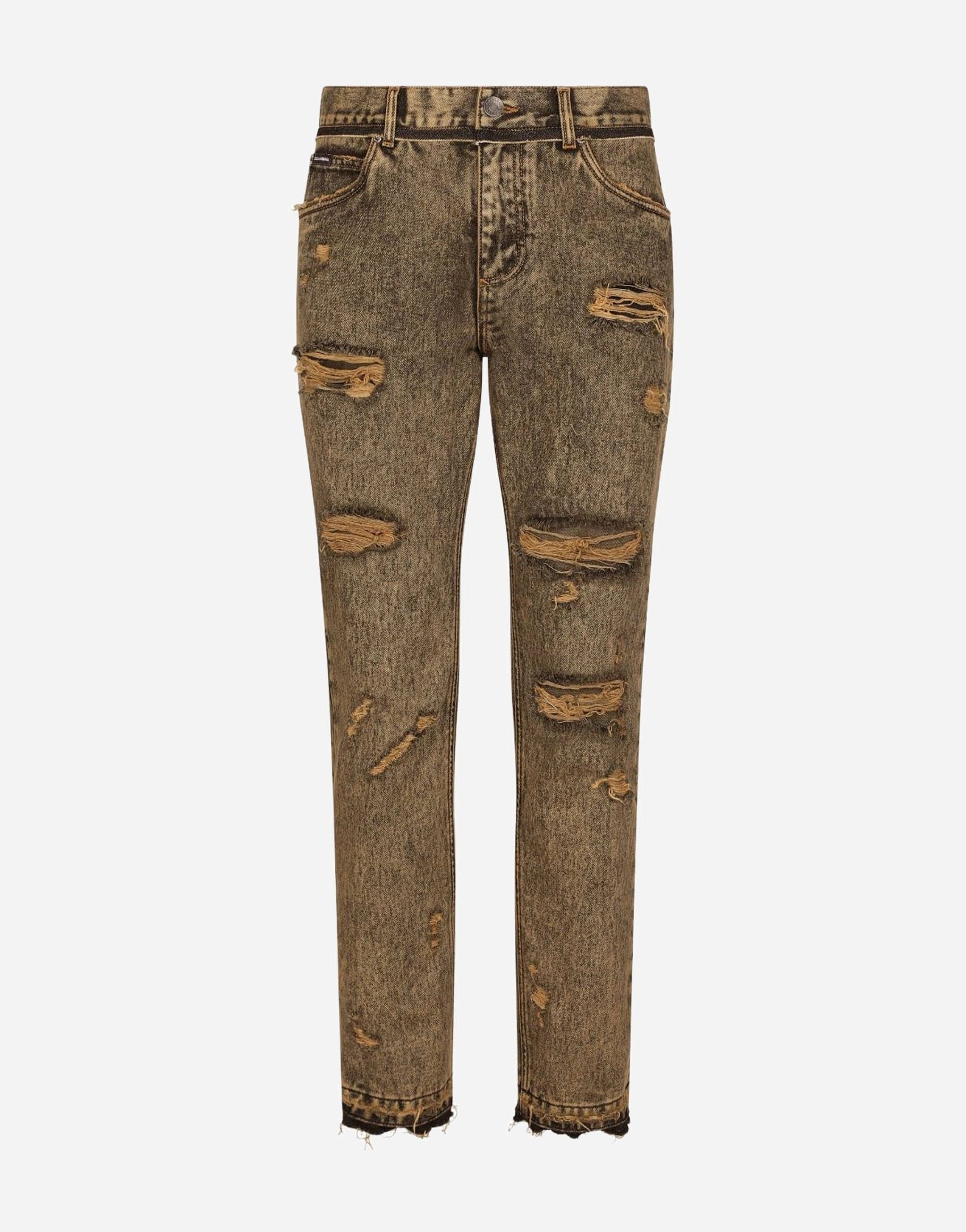 Dolce & Gabbana Ripped-Detail Acid-Wash Jeans