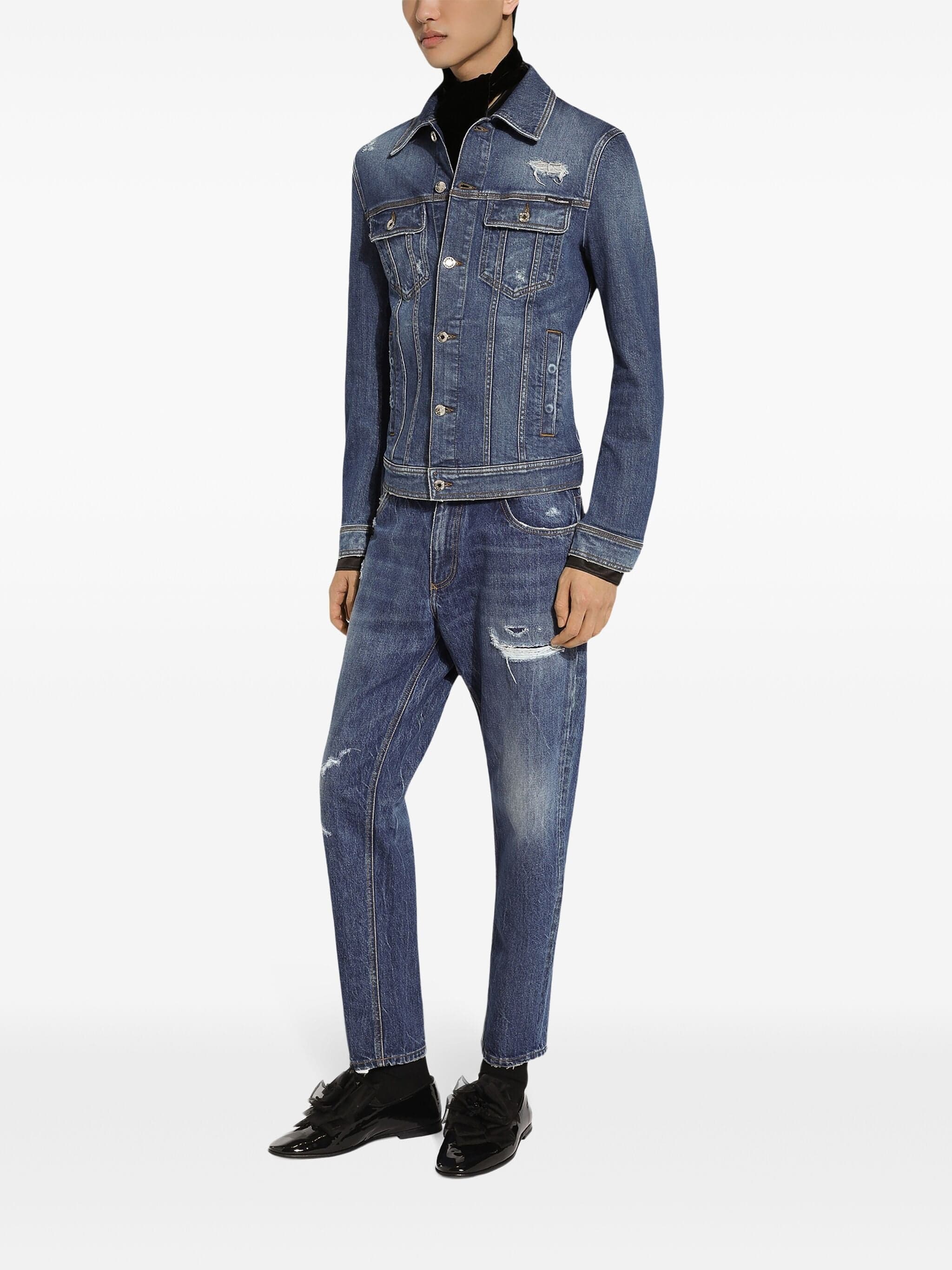 Dolce & Gabbana Ripped Straight-Leg Jeans