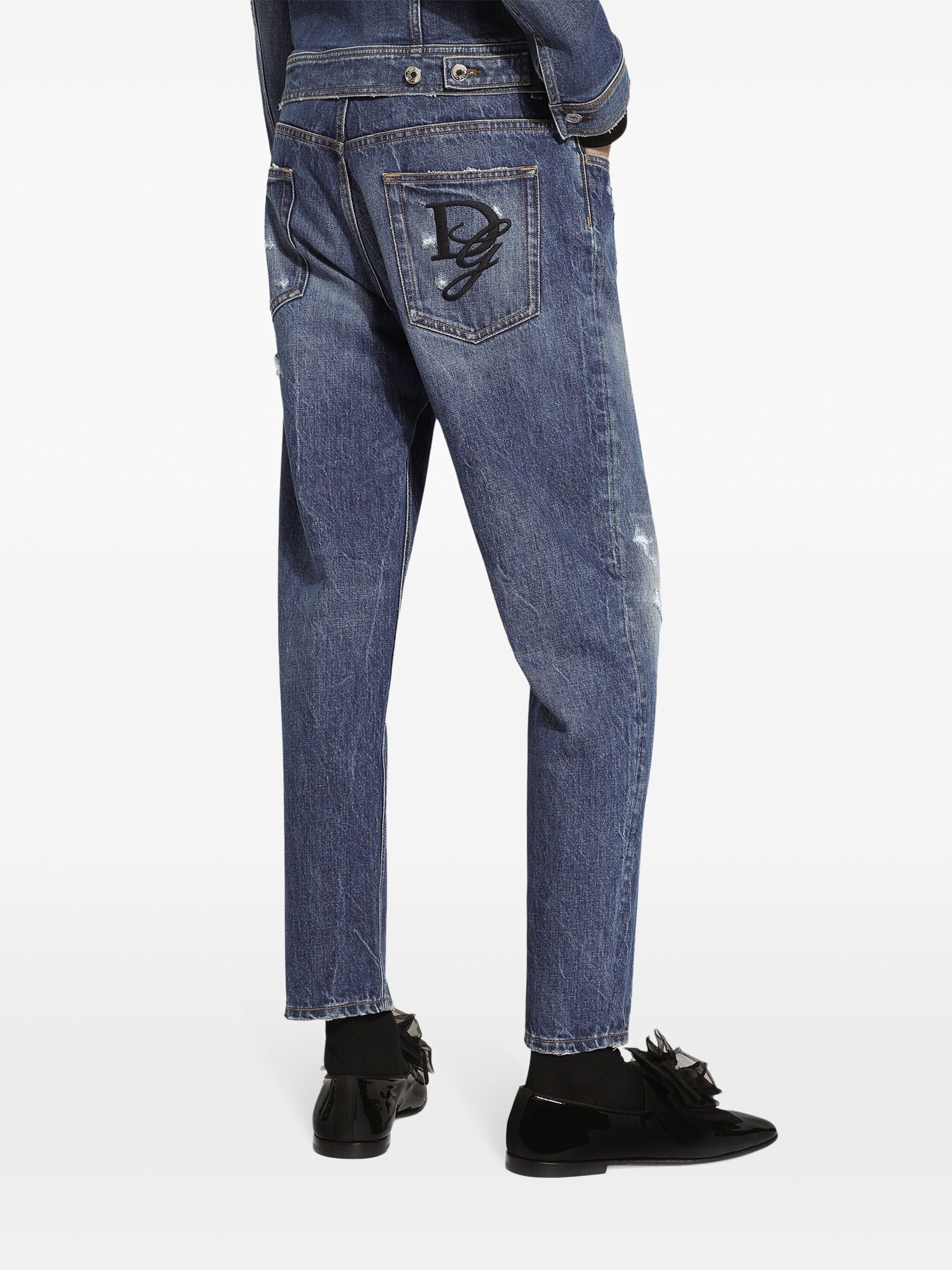 Dolce & Gabbana Ripped Straight-Leg Jeans