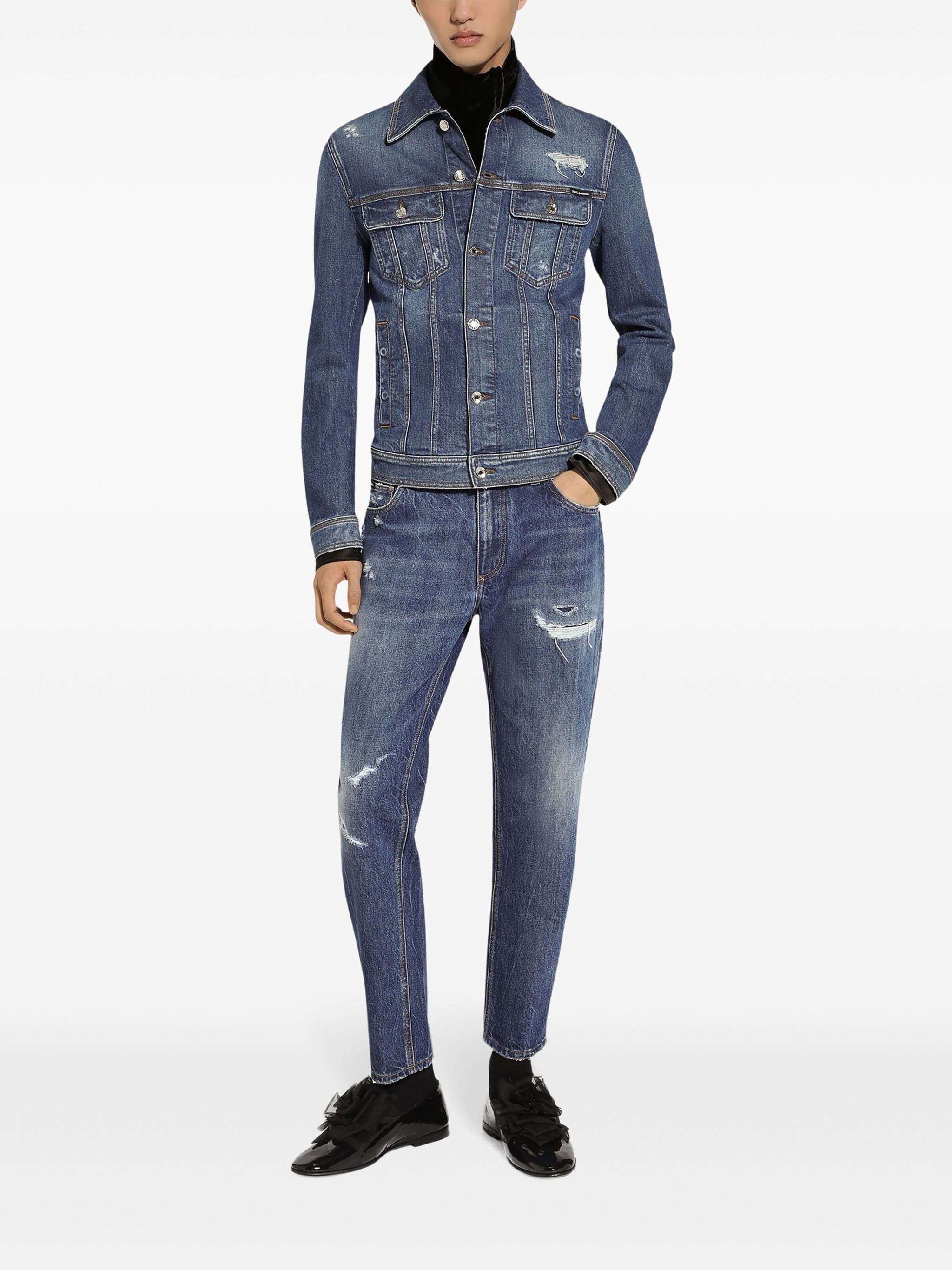 Dolce & Gabbana Ripped Straight-Leg Jeans