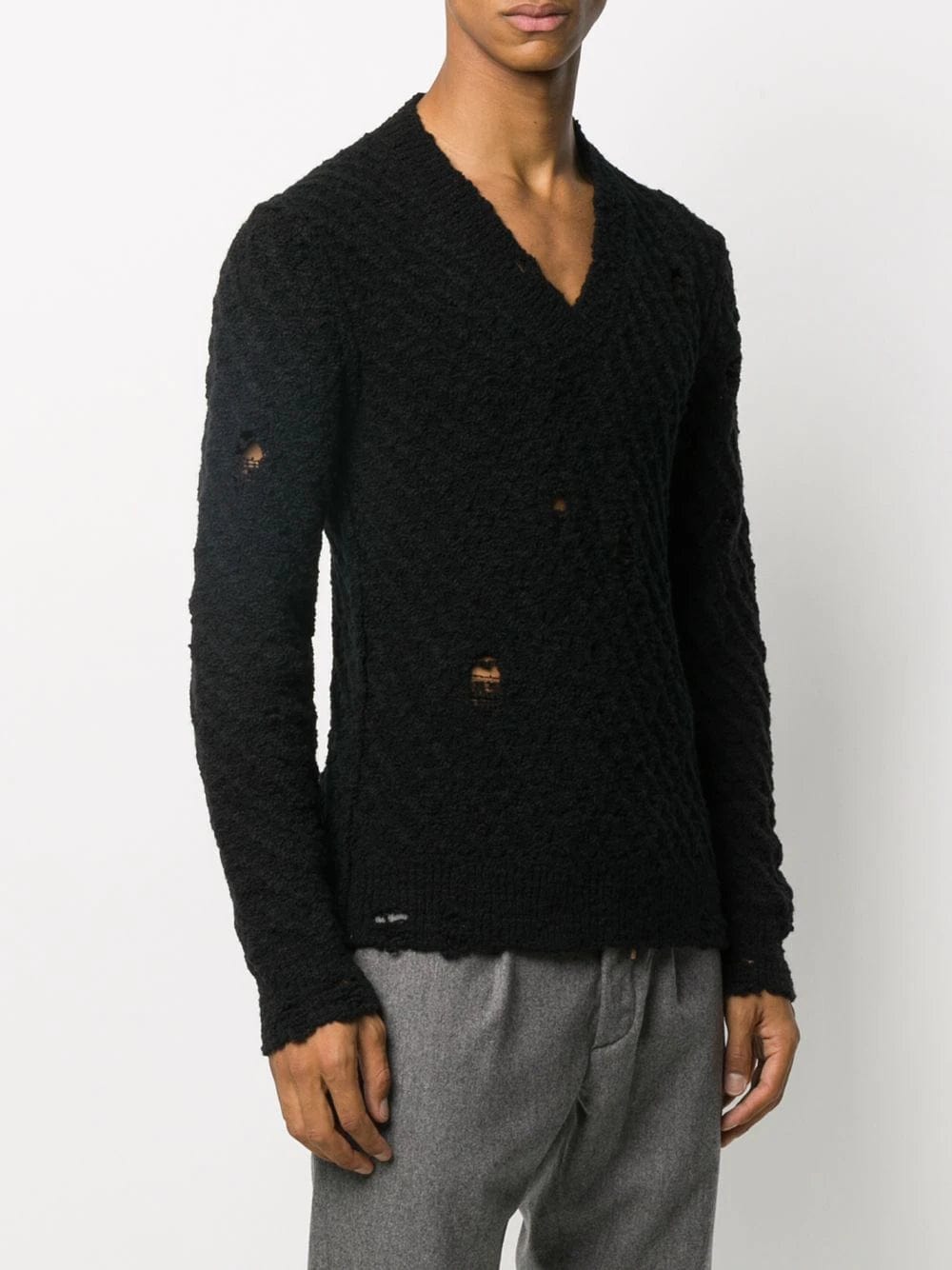 Ripped V Neck Sweater