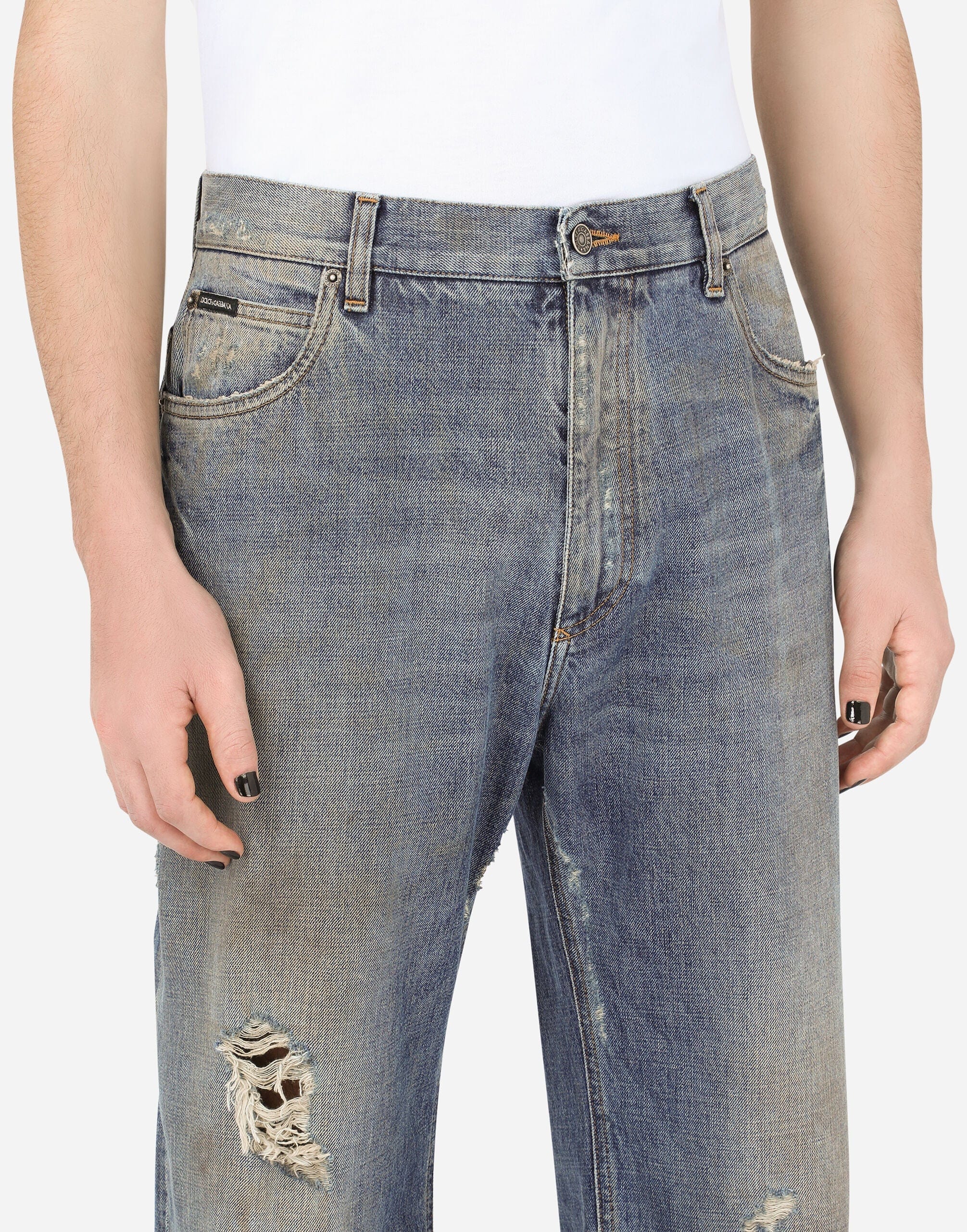 Dolce & Gabbana Ripped Wide-Leg Jeans