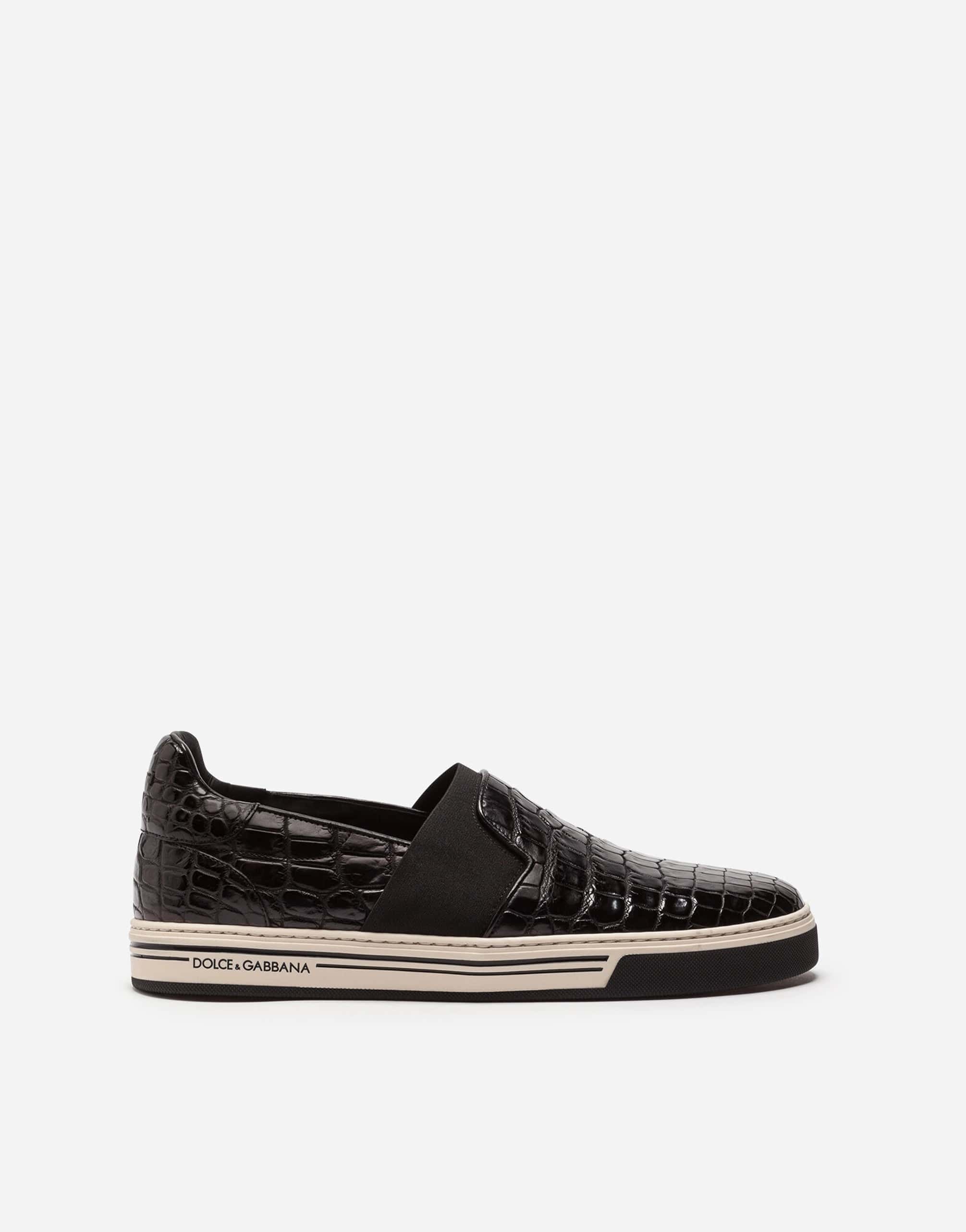 Dolce & Gabbana Rome Slip-On Sneakers In Crocodile Leather