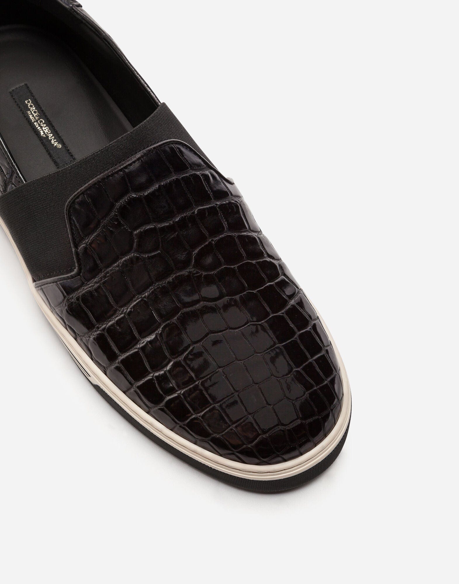 Dolce & Gabbana Rome Slip-On Sneakers In Crocodile Leather