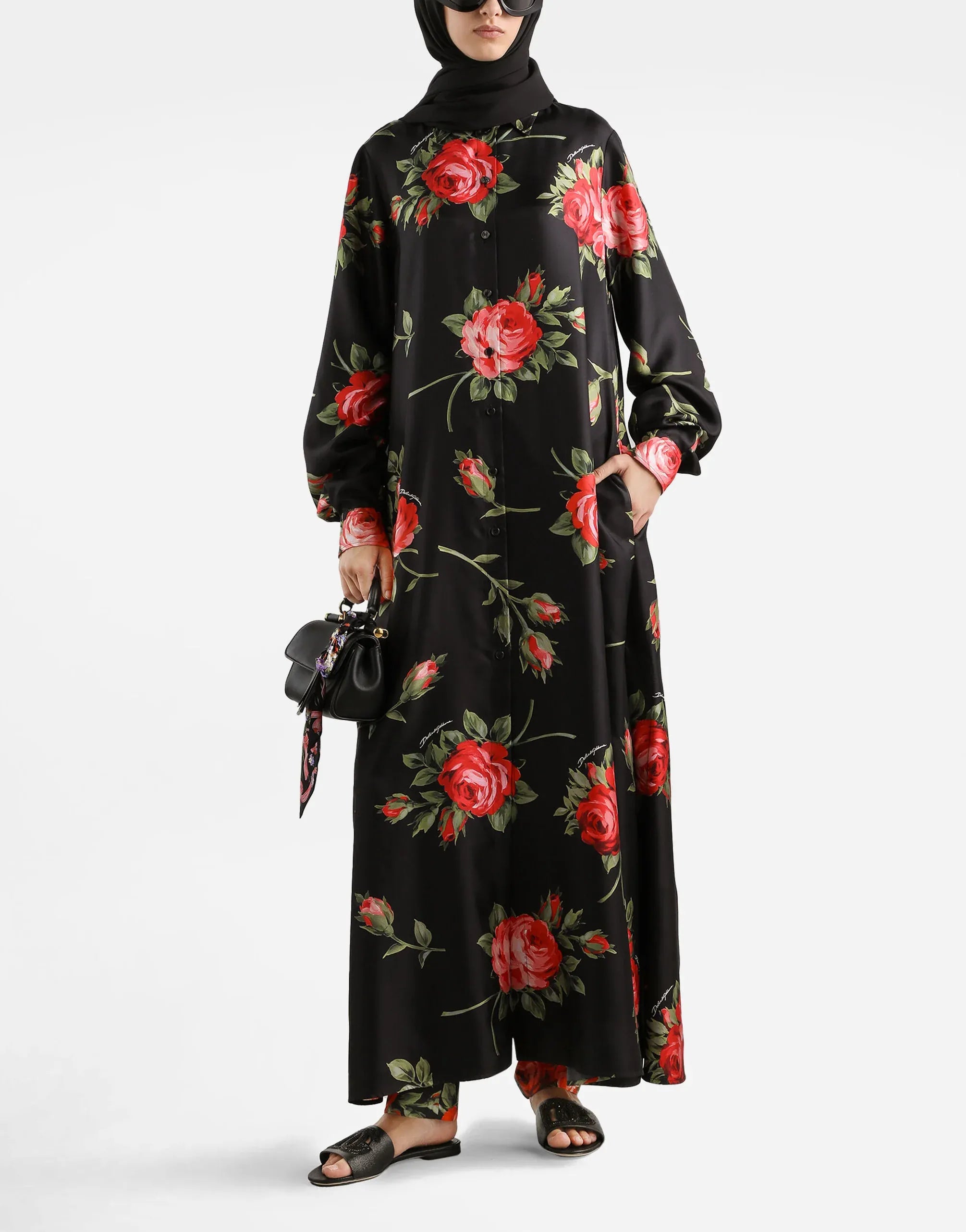 Dolce & Gabbana Rose Bouquet-Print Long Dress