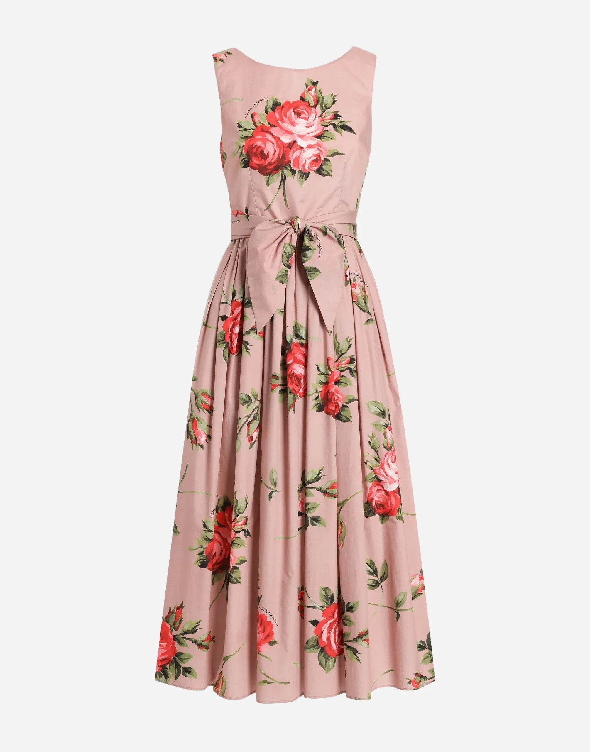Dolce & Gabbana Rose Bouquet-Print Midi Dress