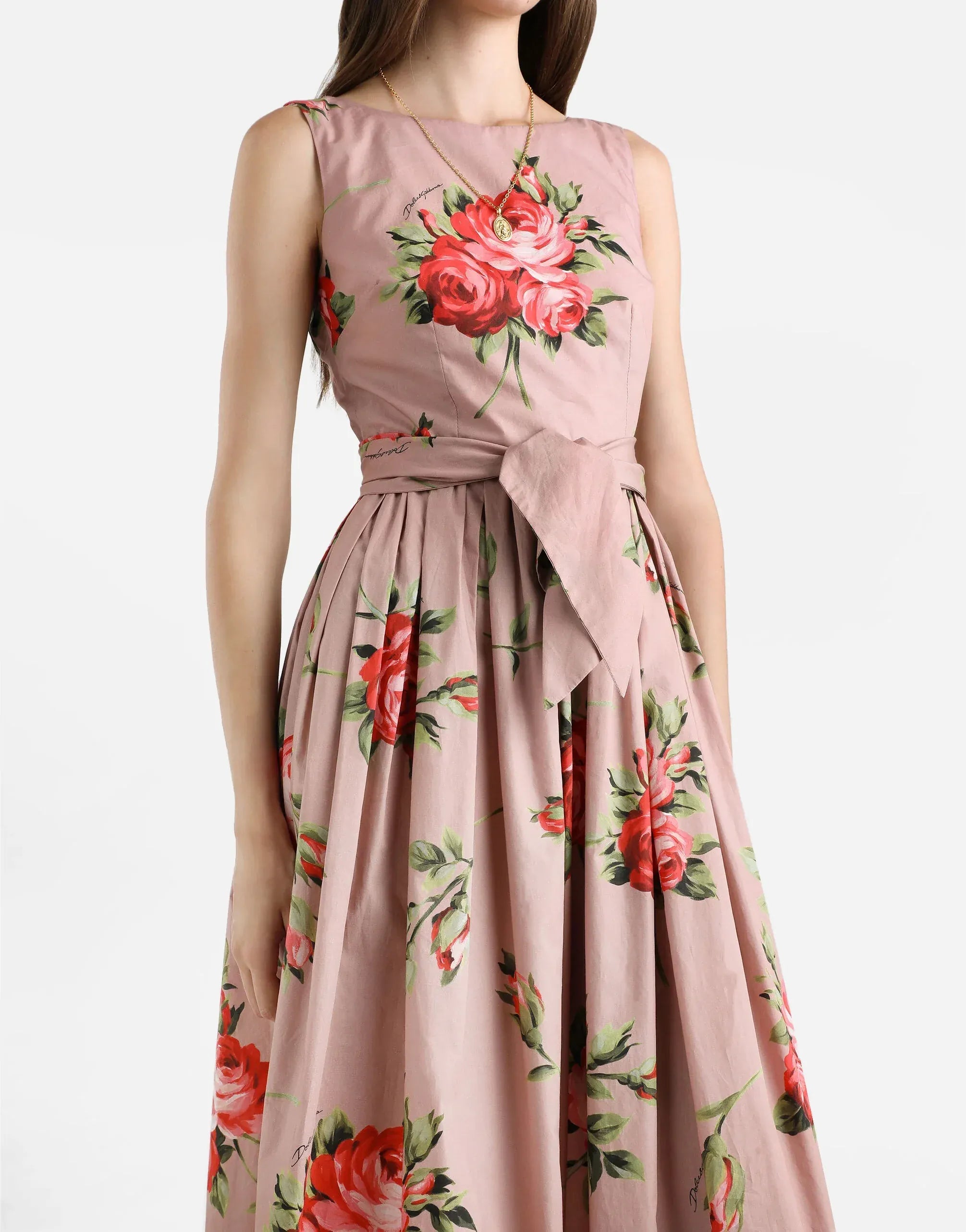 Dolce & Gabbana midi-jurk met rozenboeketprint
