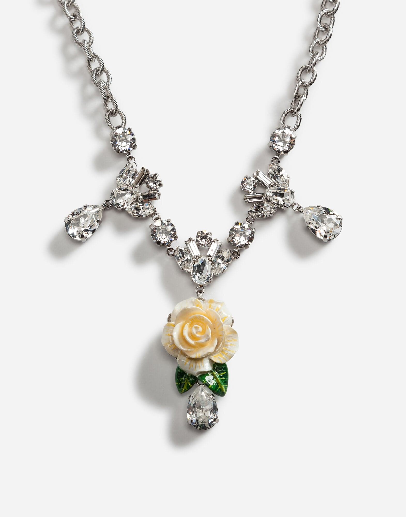 Dolce & Gabbana Rose Embellished Pendant Necklace