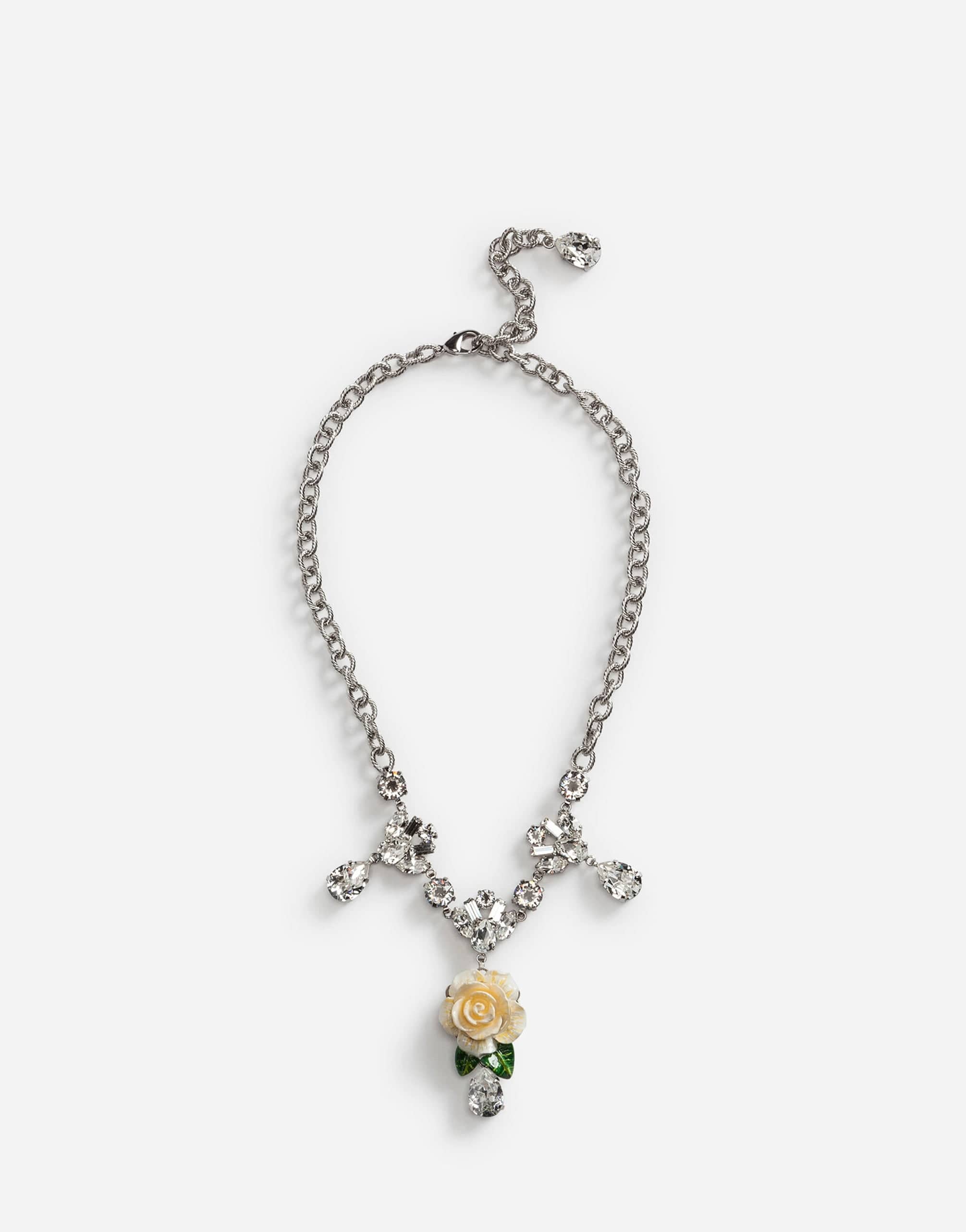 Dolce & Gabbana Rose Embellished Pendant Necklace