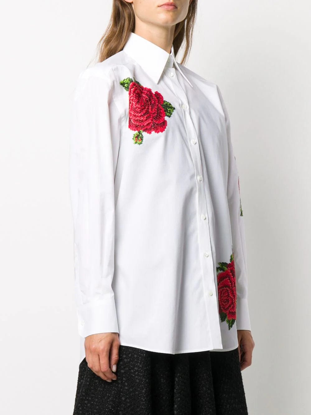 Dolce & Gabbana Rose-Embroidered Poplin Shirt