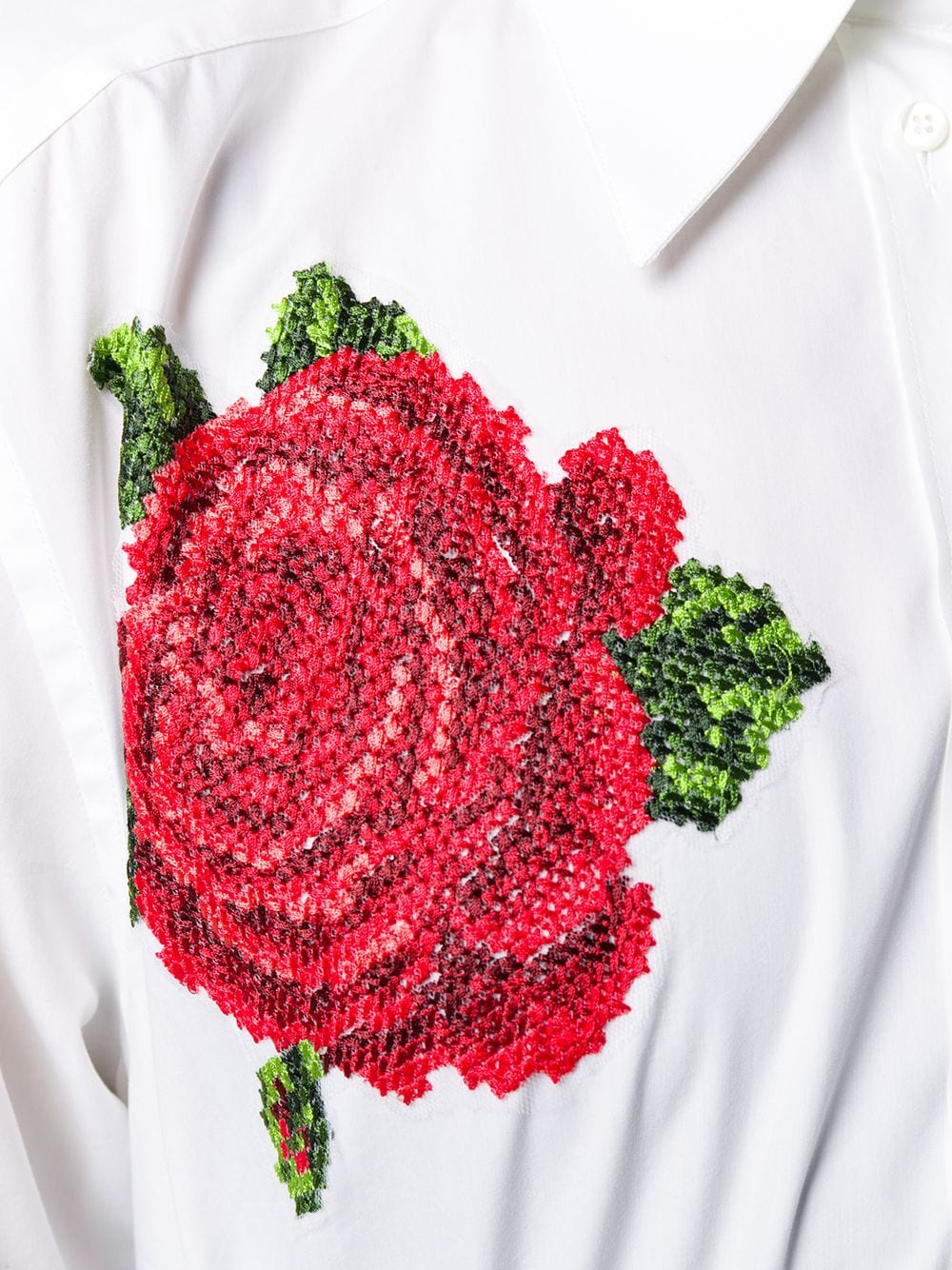 Dolce & Gabbana rose-embroidered cotton poplin shirt