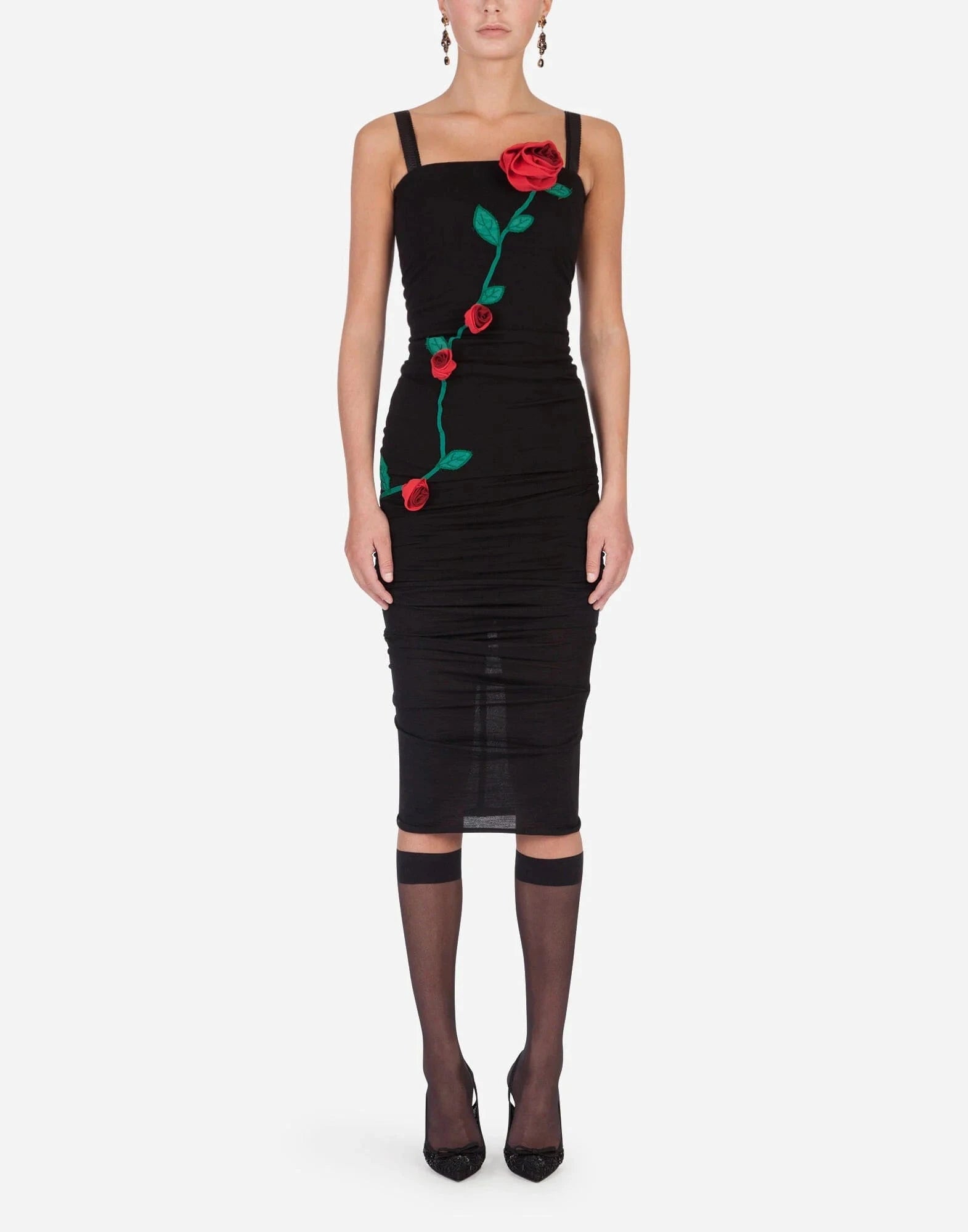 Dolce & Gabbana Rose-Embroidery Sheath Dress