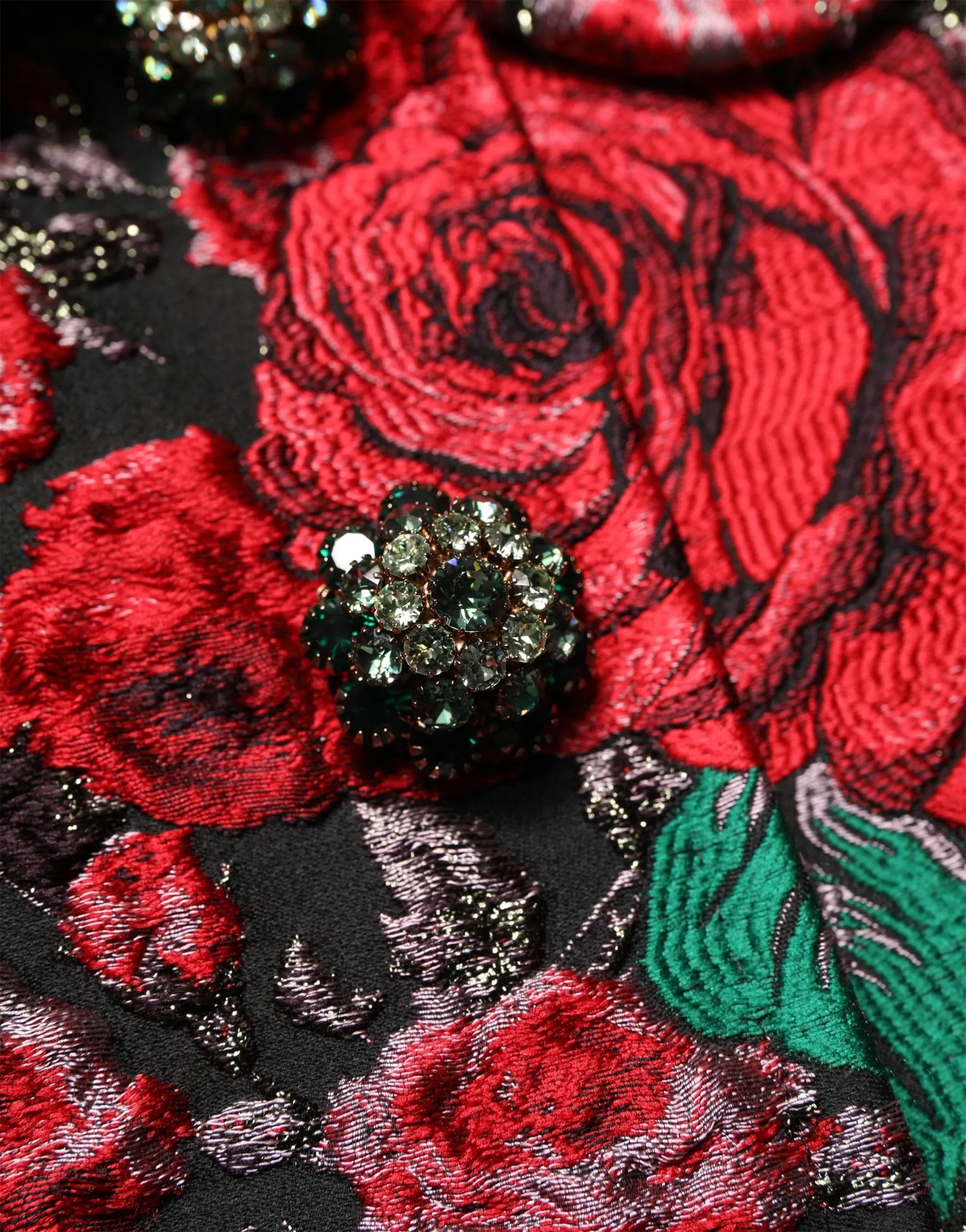 Dolce & Gabbana Rose Jacquard Jacket Crystal Button Detail