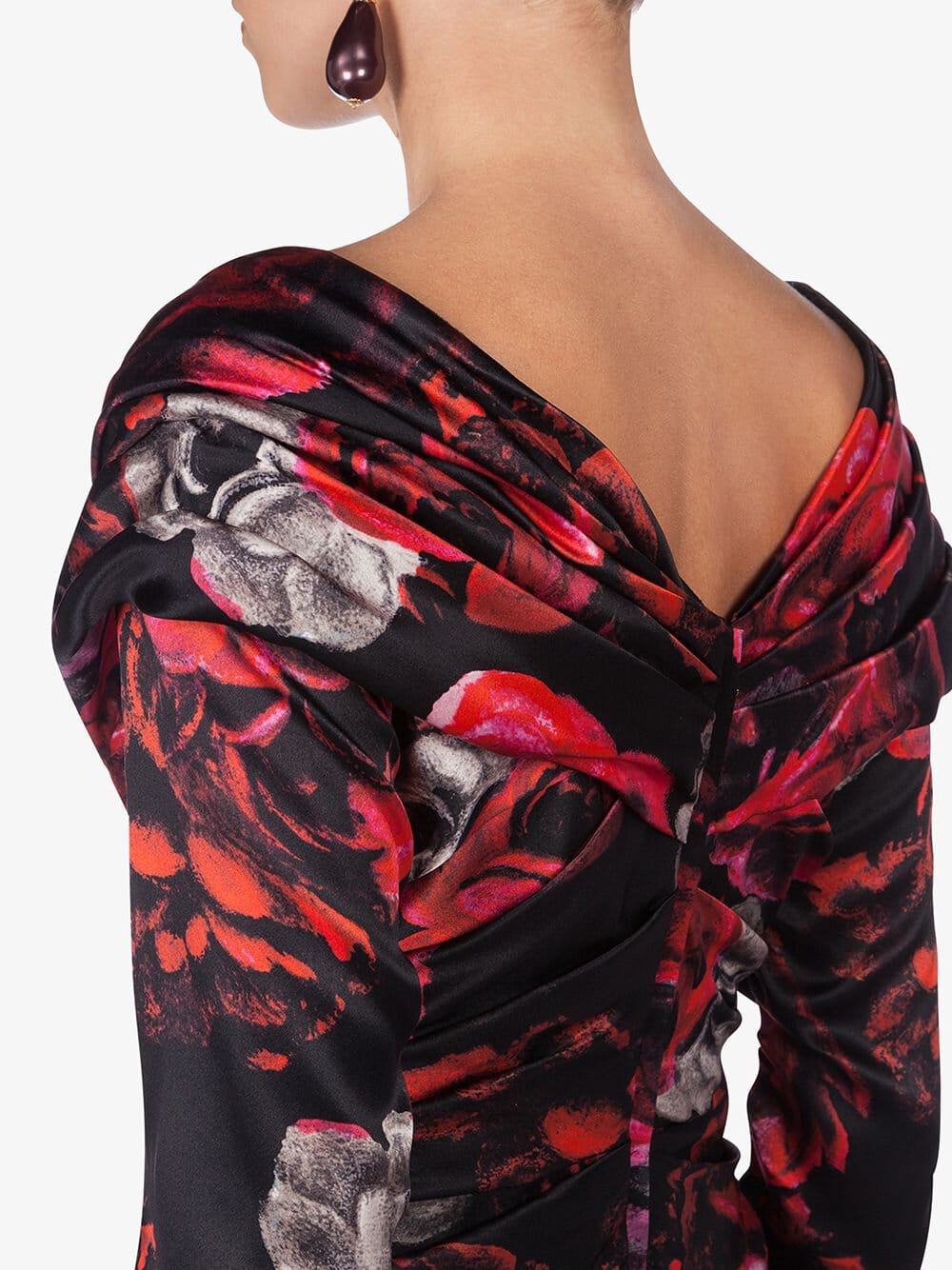 Dolce & Gabbana Rose-Print Charmeuse Evening Dress