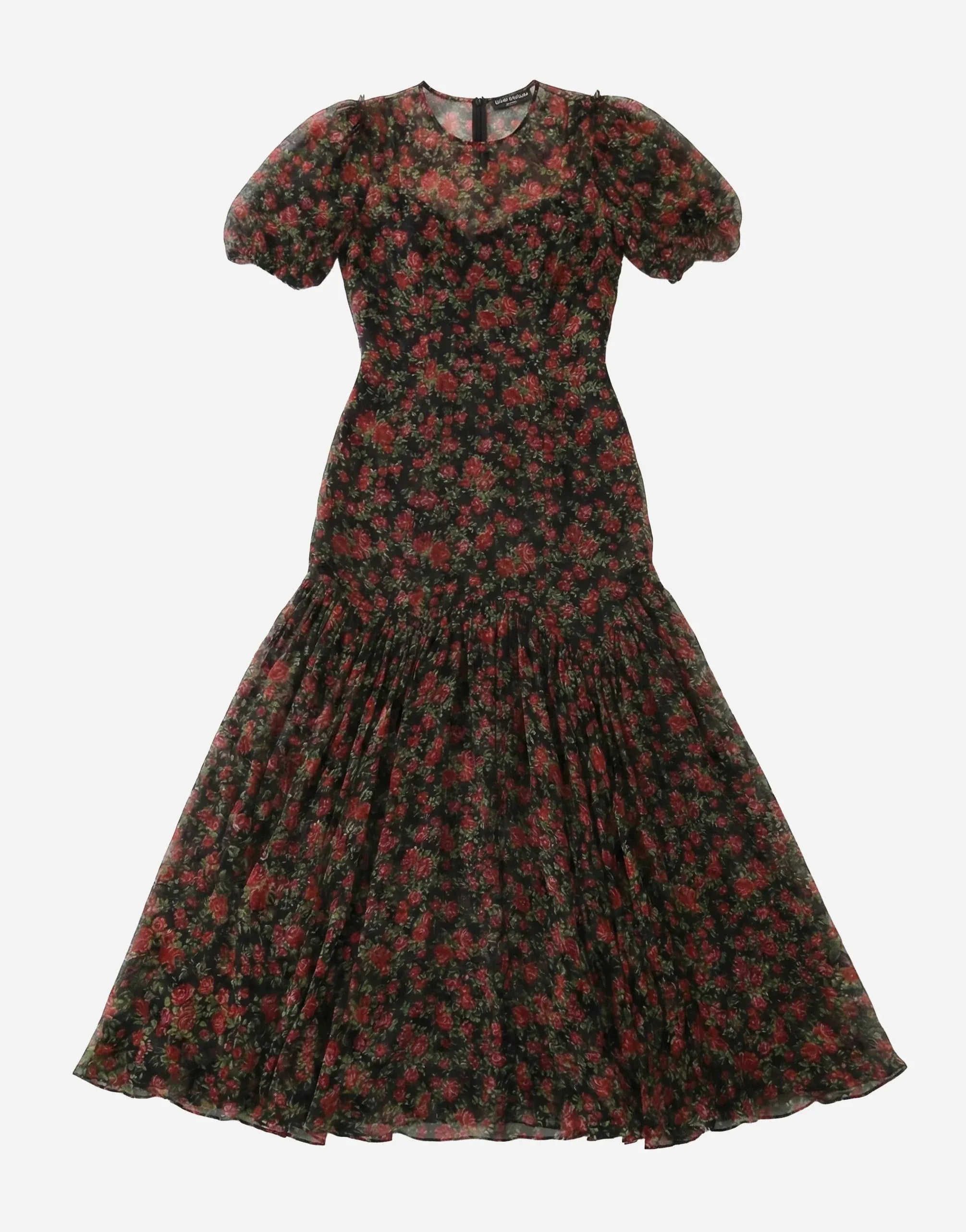Dolce & Gabbana Rose Print Chiffon Maxi Dress