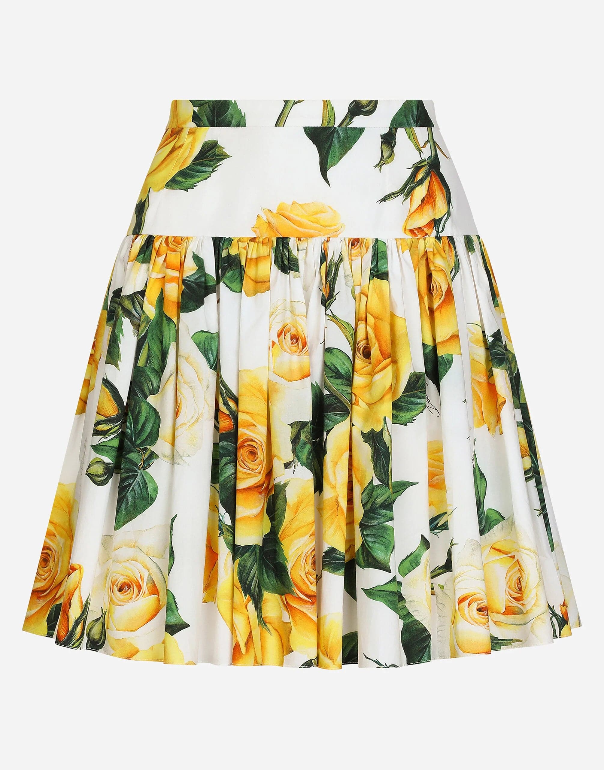 Dolce & Gabbana Rose-Print Cotton Mini Skirt